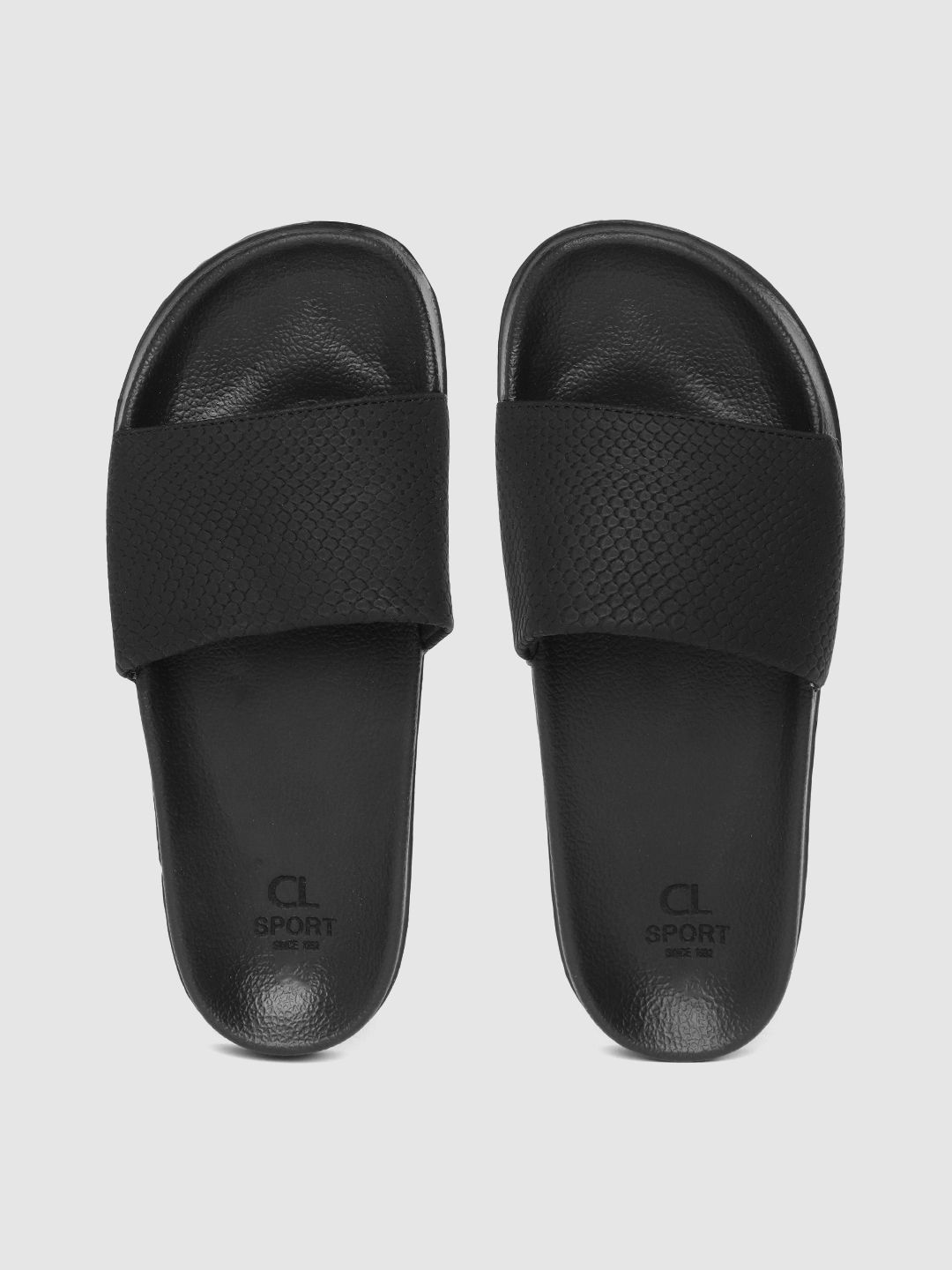 Carlton London sports Women Black Textured Sliders Price in India