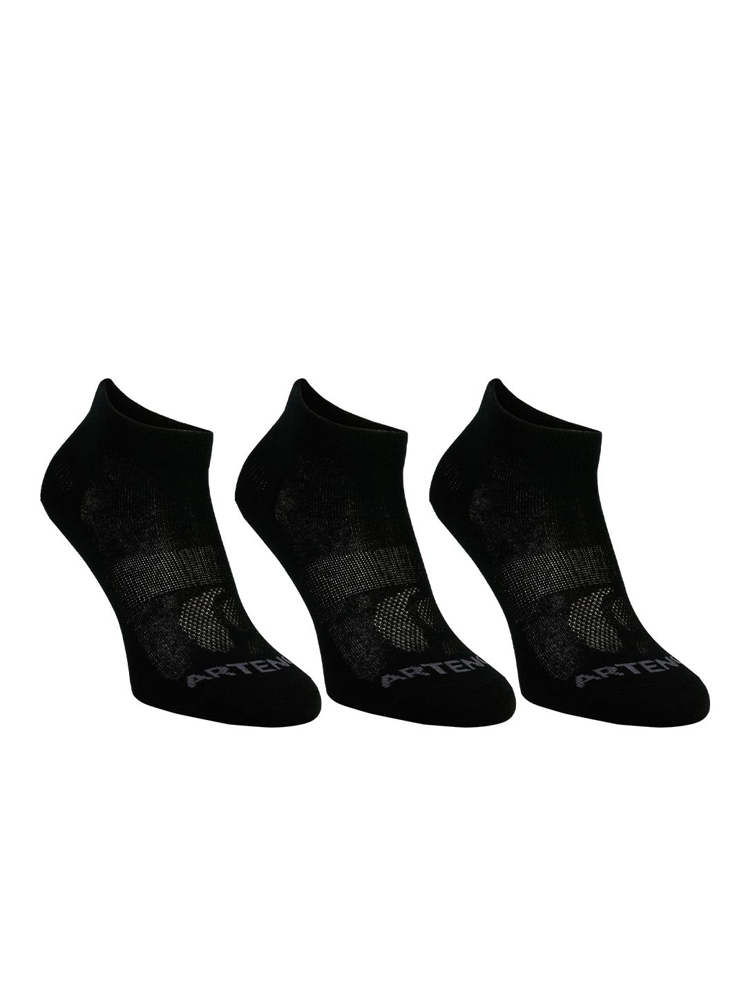Artengo By Decathlon Adults Black Pack of 3 Ankle Length Socks Price in India