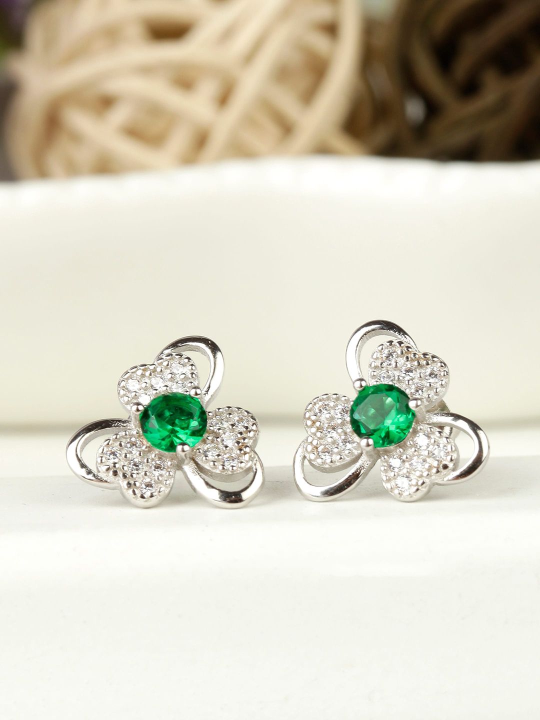GIVA Green 925 Sterling Silver Antique Earrings Price in India