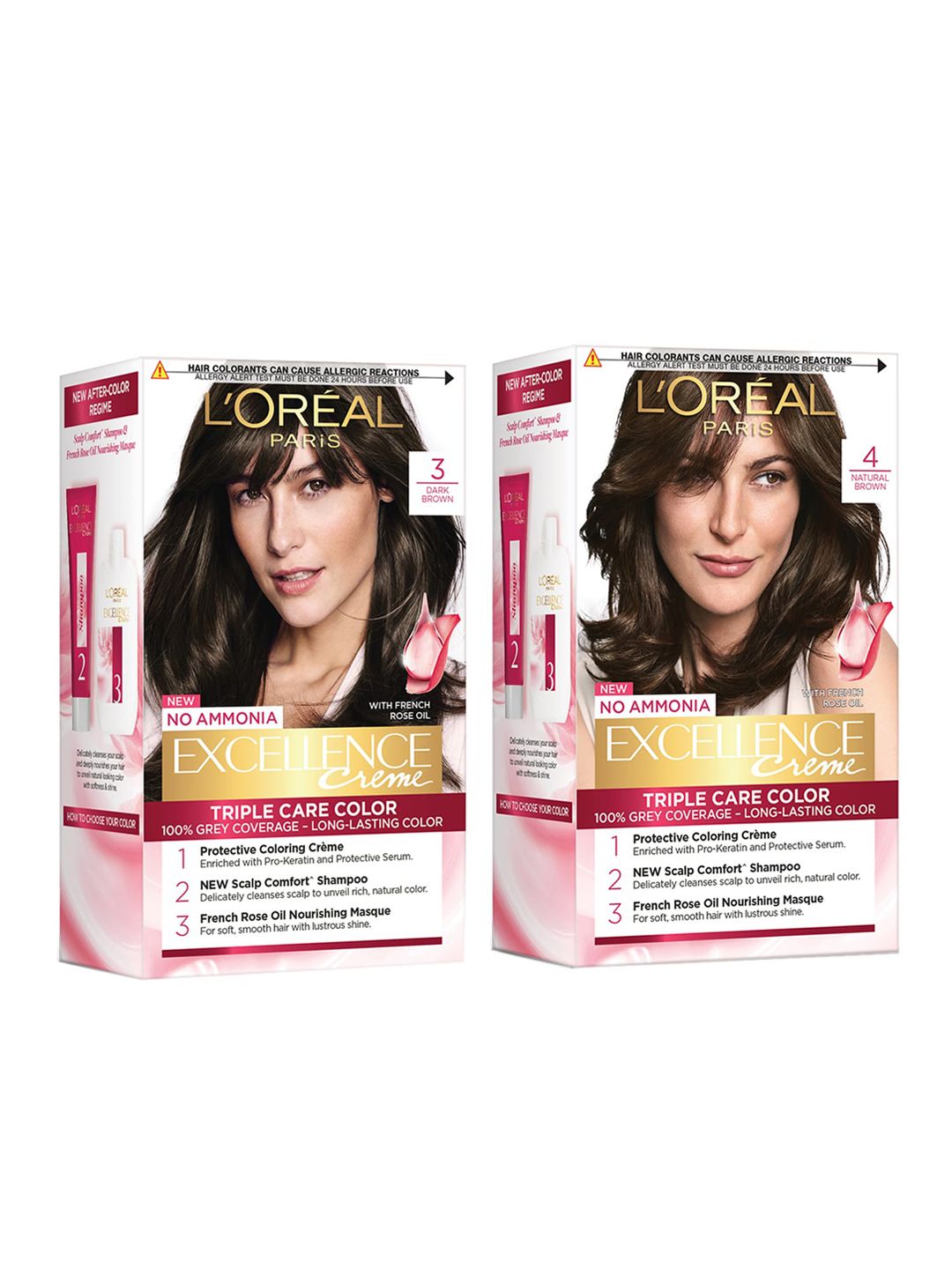 Loreal Paris Set of Excellence Creme Color Dark Brown 03 & Natural Brown 04 Hair Colour Price in India