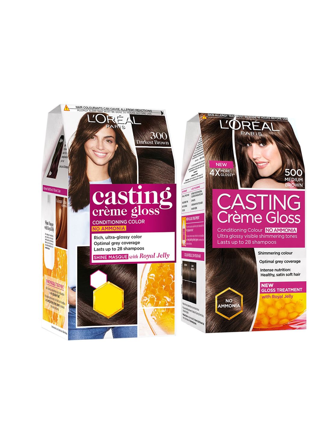 LOreal Paris Set Of 2 Women Casting Creme Gloss Hair Color - Darkest Brown & Medium Brown Price in India