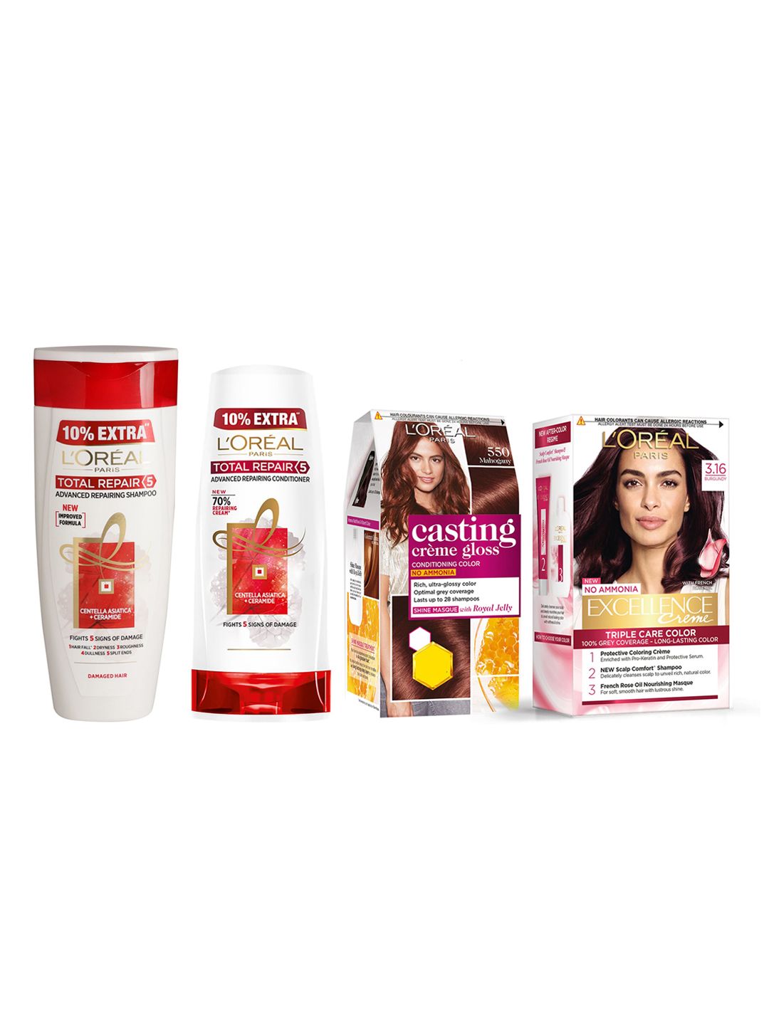 Loreal Paris Set of 2 Hair Colour With Toal Repair 5 Shampoo & Conditioner Price in India
