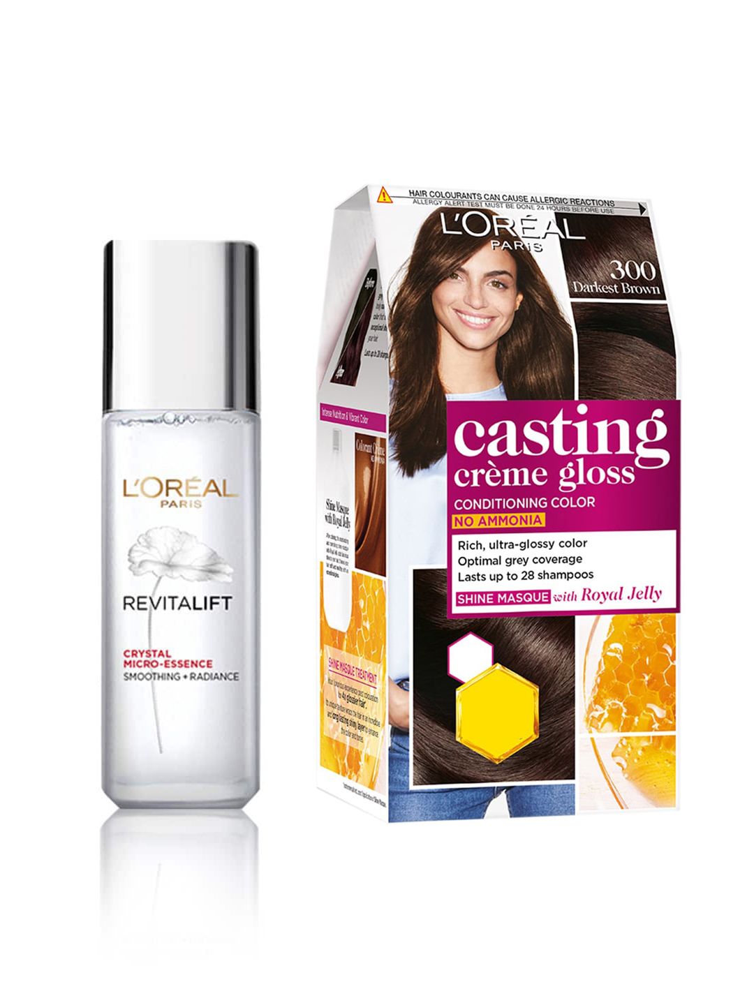 LOreal Paris Casting Creme Gloss - Darkest Brown & Revitalift Crystal Face Serum Price in India