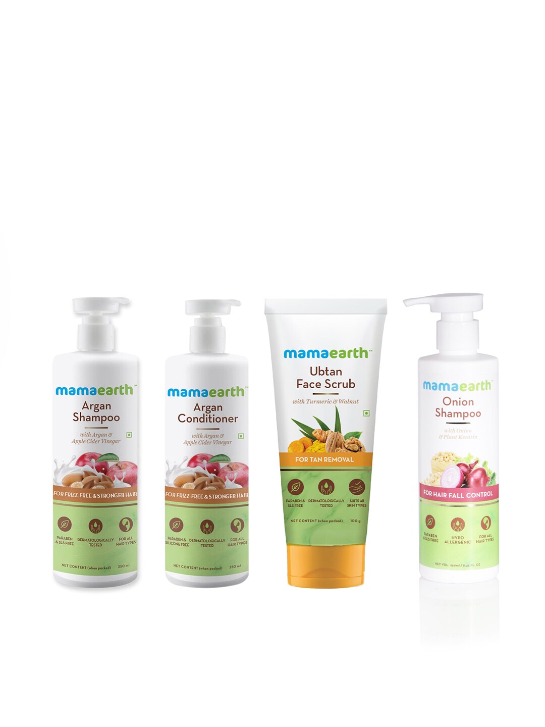 Mamaearth Unisex Set of Sustainable  Shampoos, Conditioner & Ubtan Face Scrub Price in India
