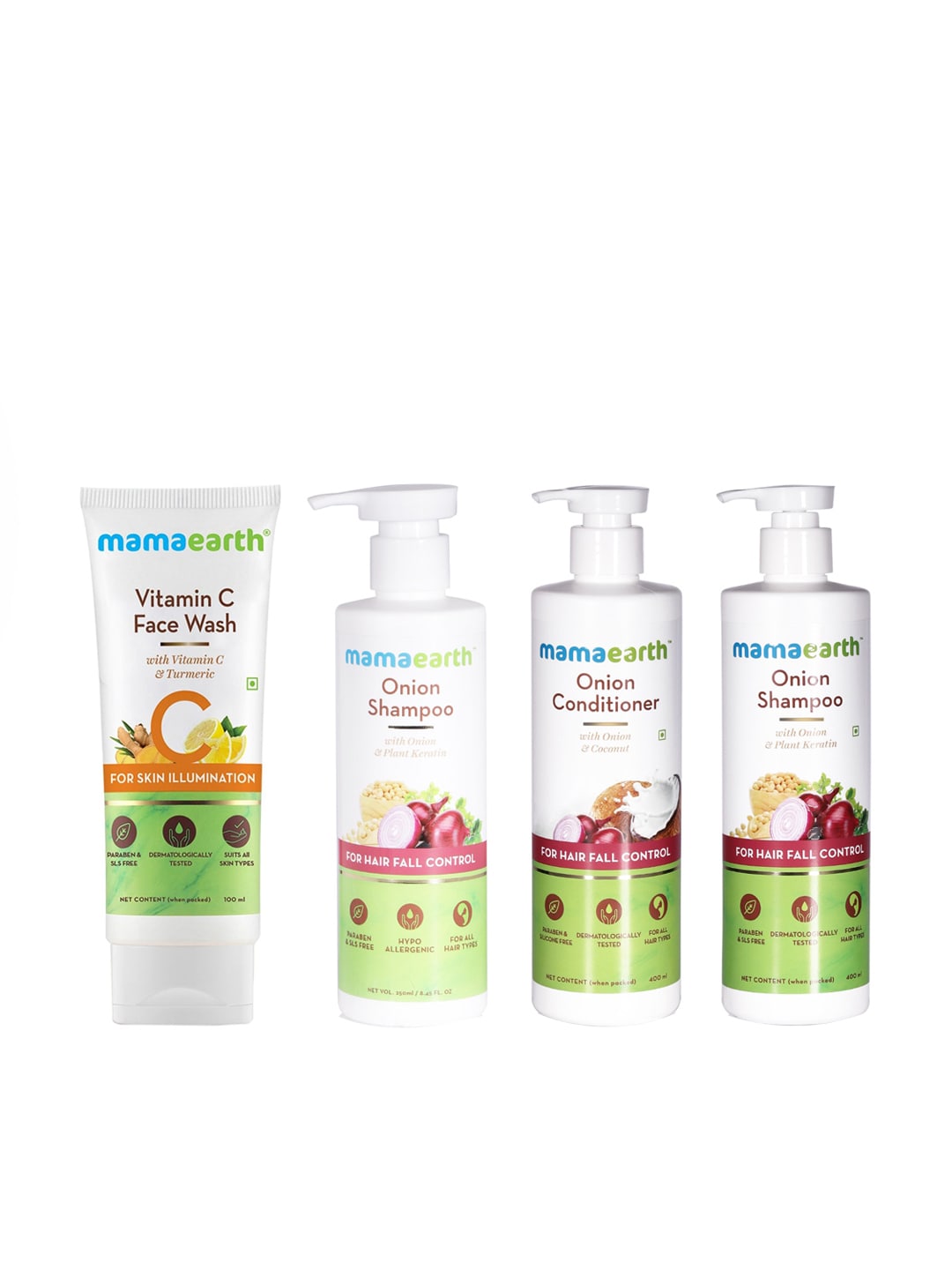 Mamaearth Unisex Set of 2 Shampoos, Hair Conditioner & Vitamin C Face Wash Price in India