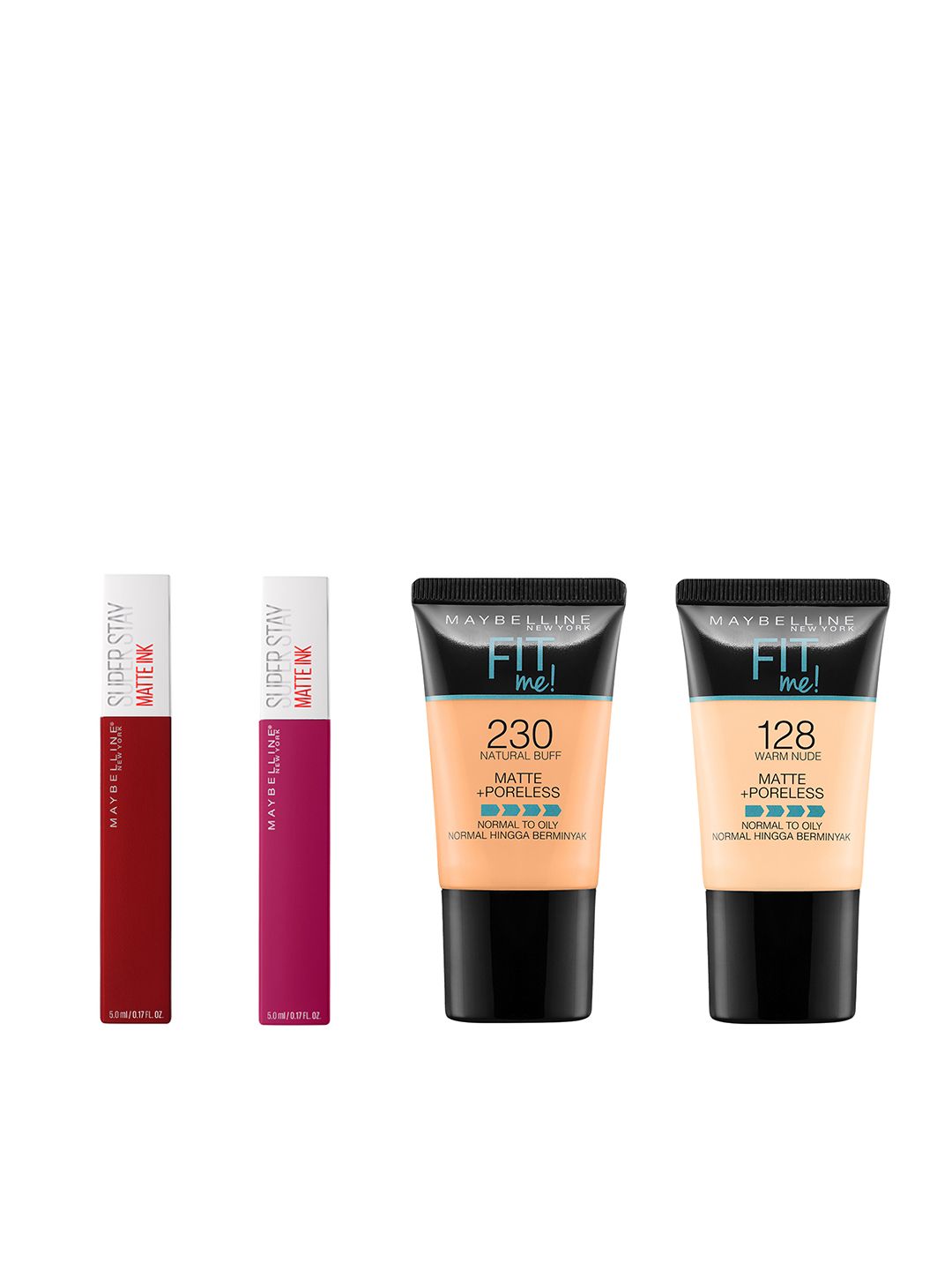 Maybelline New York Set Of 2 Foundations & 2 Super Stay Matte Ink Liquid Lipsticks Price in India