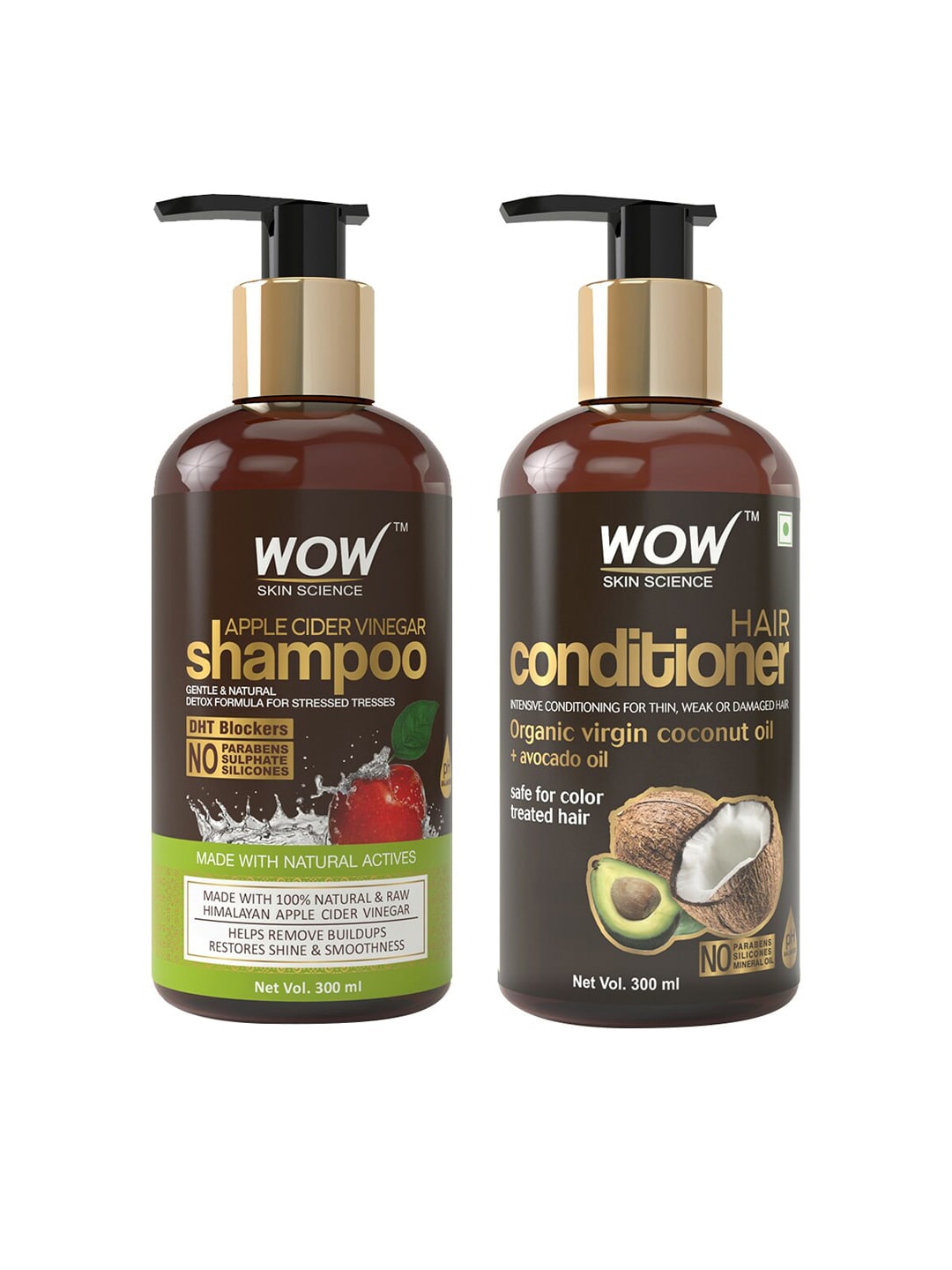 WOW SKIN SCIENCE Unisex Set of ACV Shampoo & Coconut + Avocado Oil  Conditioner -600 ml Price in India, Full Specifications & Offers |  