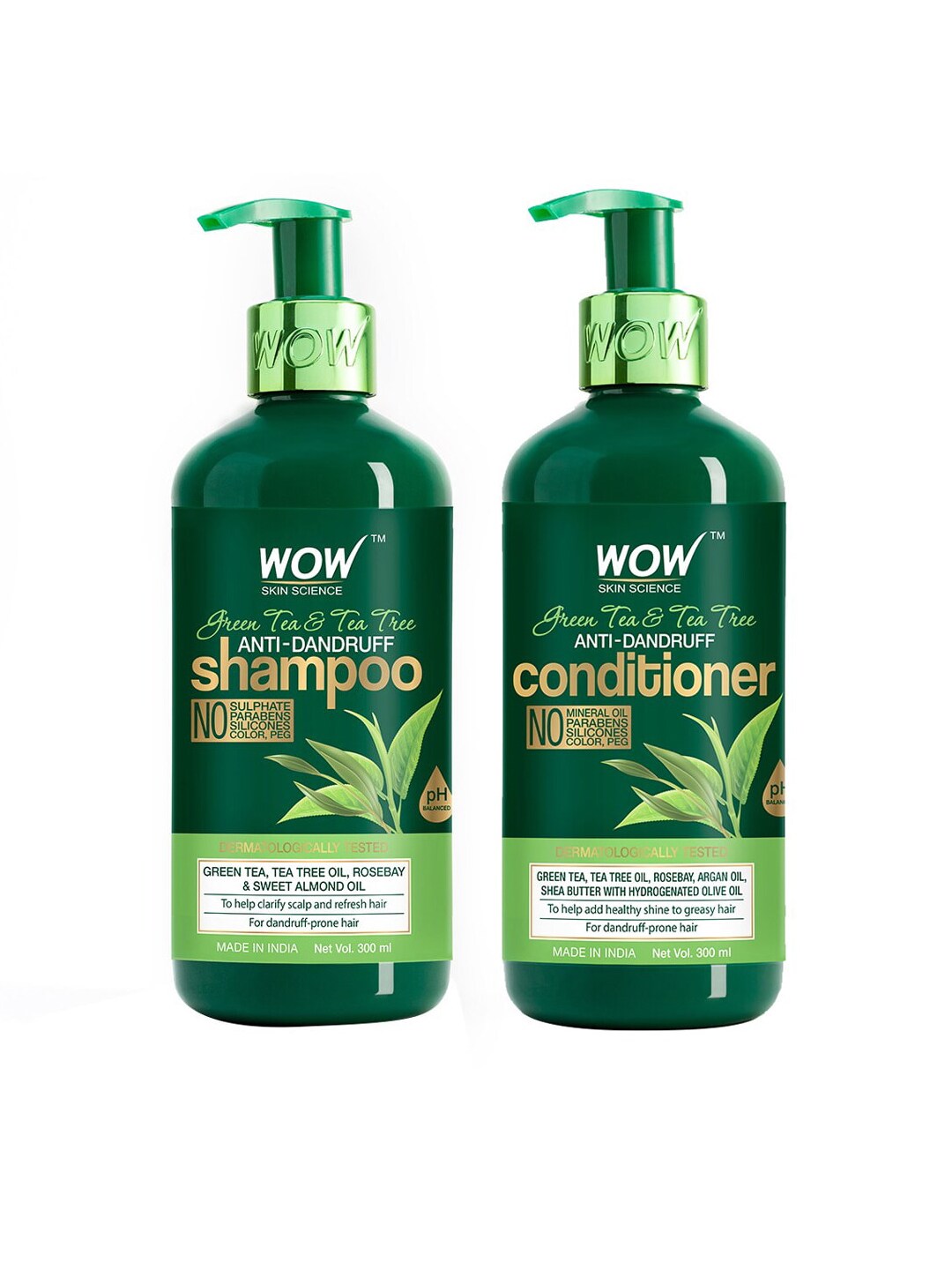 WOW SKIN SCIENCE Unisex Set of Green Tea Shampoo & Conditioner 600 ml Price in India