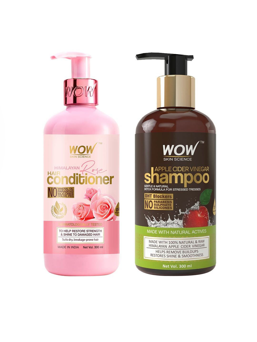 WOW SKIN SCIENCE Unisex Set of ACV Shampoo & Himalayan Rose Conditioner - 600 ml Price in India