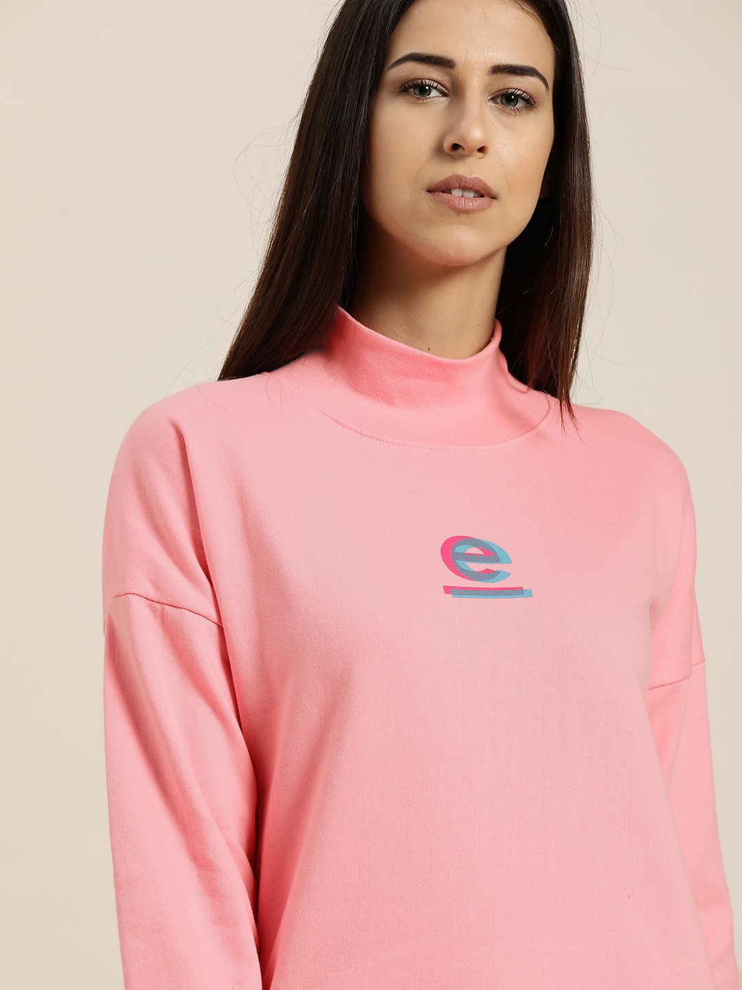 ether Women Pink Brand Logo Print Detail Sweatshirt Price in India