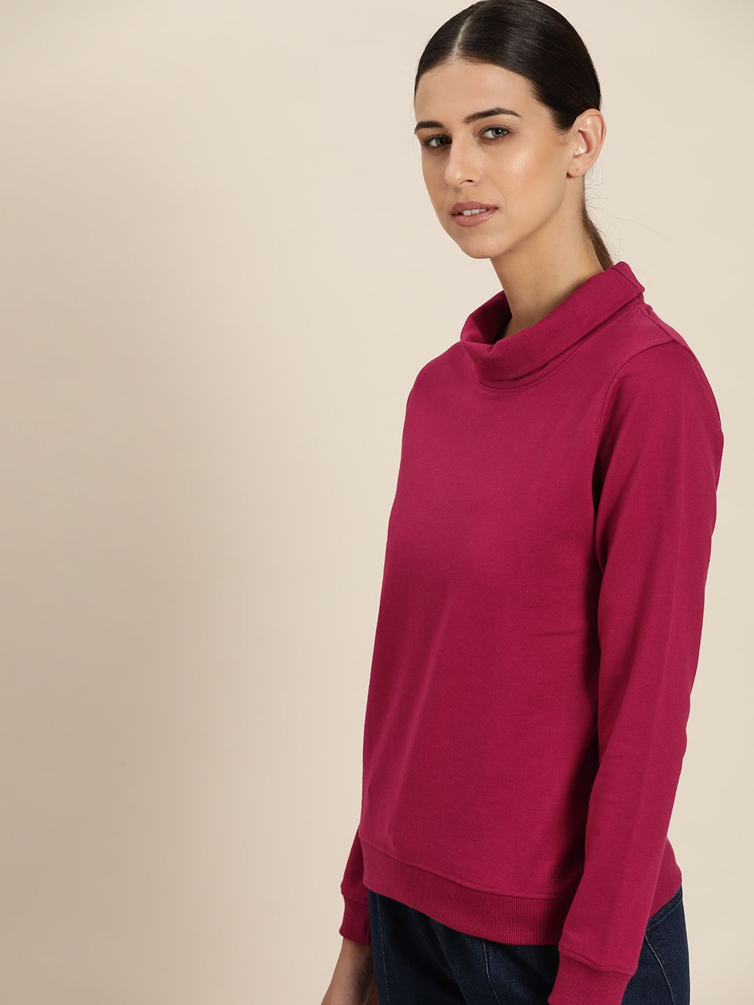 ether Women Maroon Solid Sweatshirt Price in India