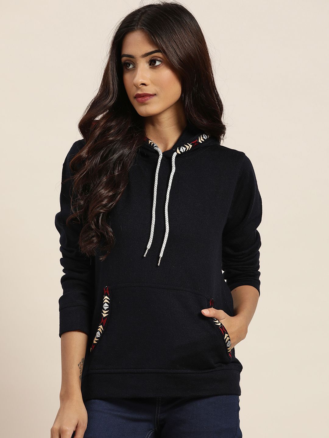 Sangria Women Navy Blue Pullover Price in India
