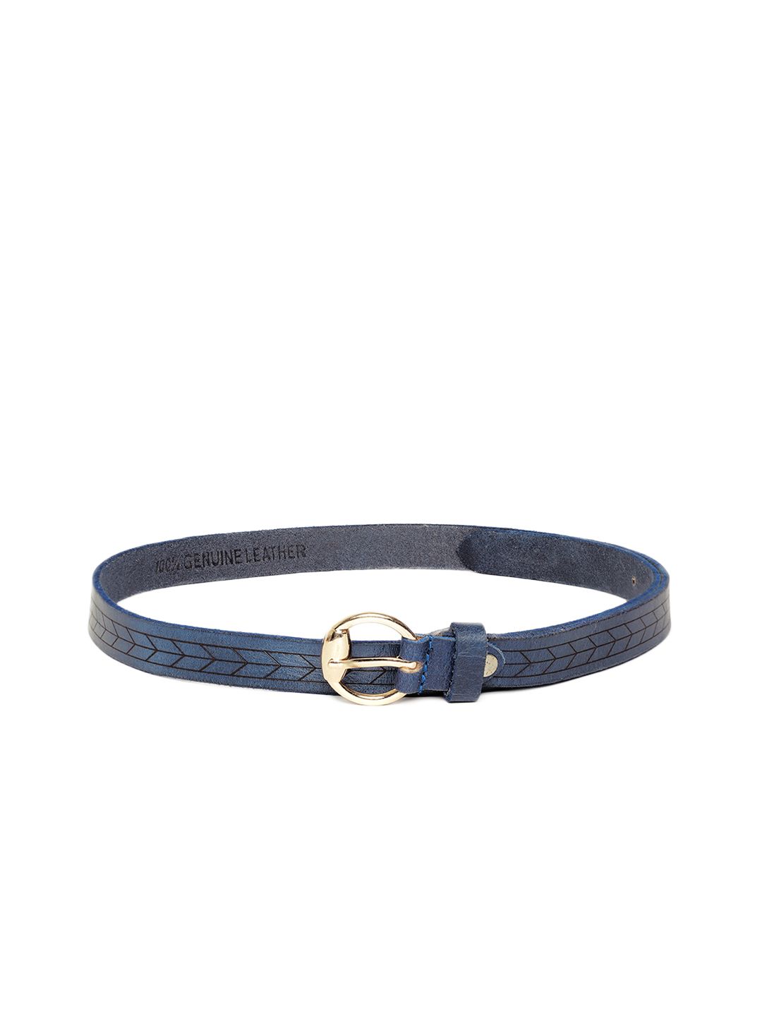 Mast & Harbour Women Navy Blue & Black Textured Leather Belt Price in India