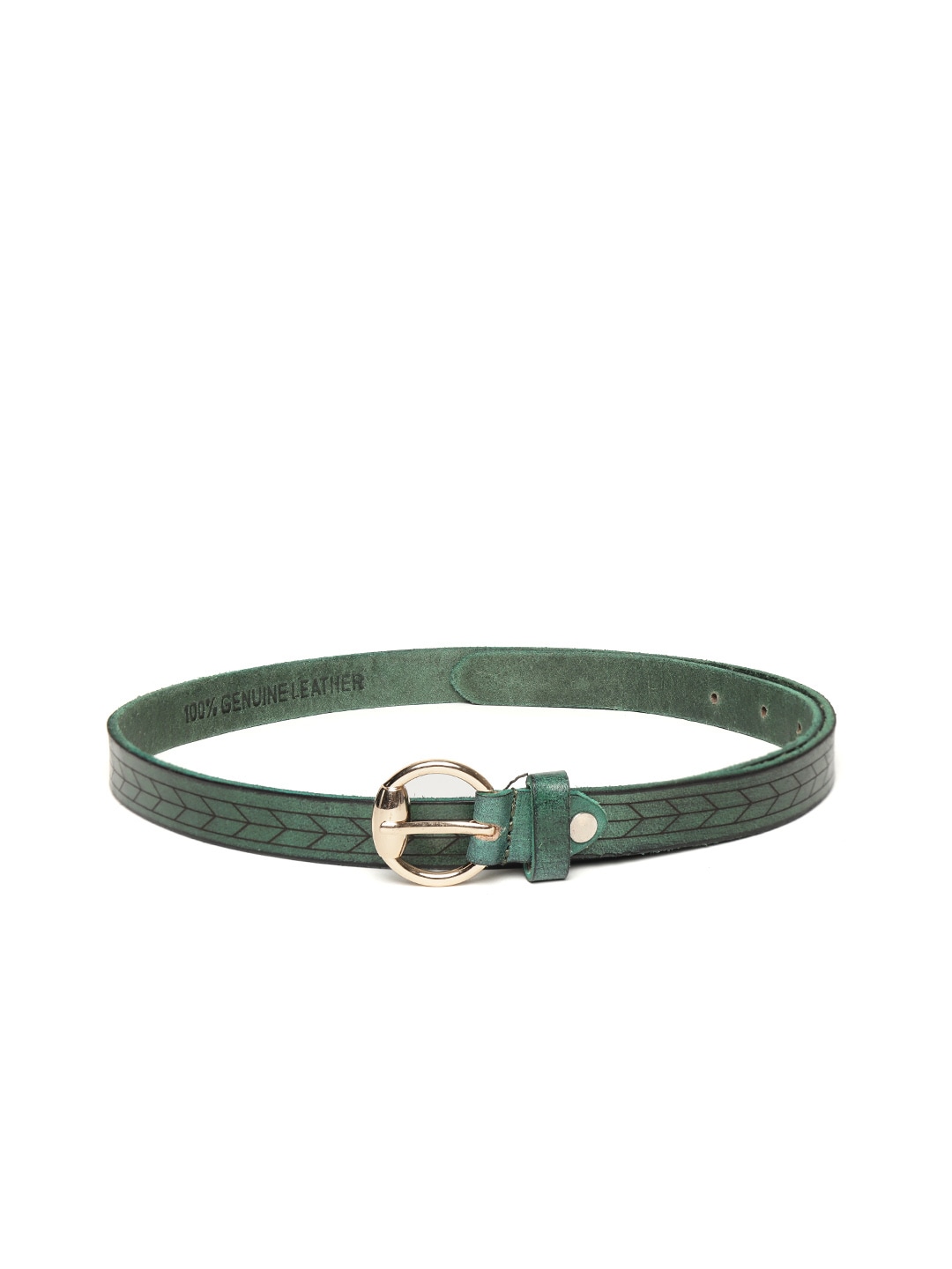 Mast & Harbour Women Green & Black Textured Leather Belt Price in India