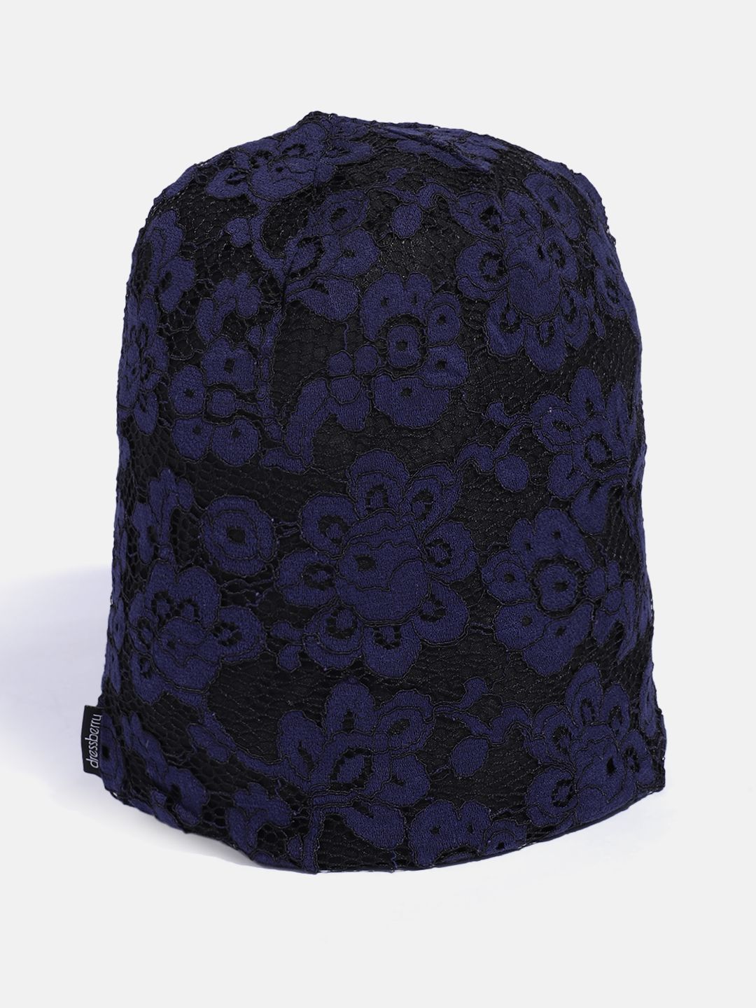 DressBerry Women Navy Blue & Black Floral Lace Beanie Price in India