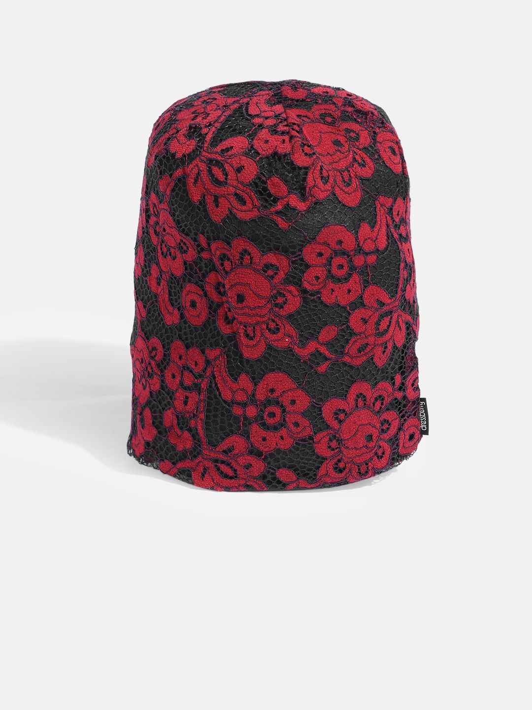 DressBerry Women Navy Blue & Red Floral Print Net Beanie Price in India
