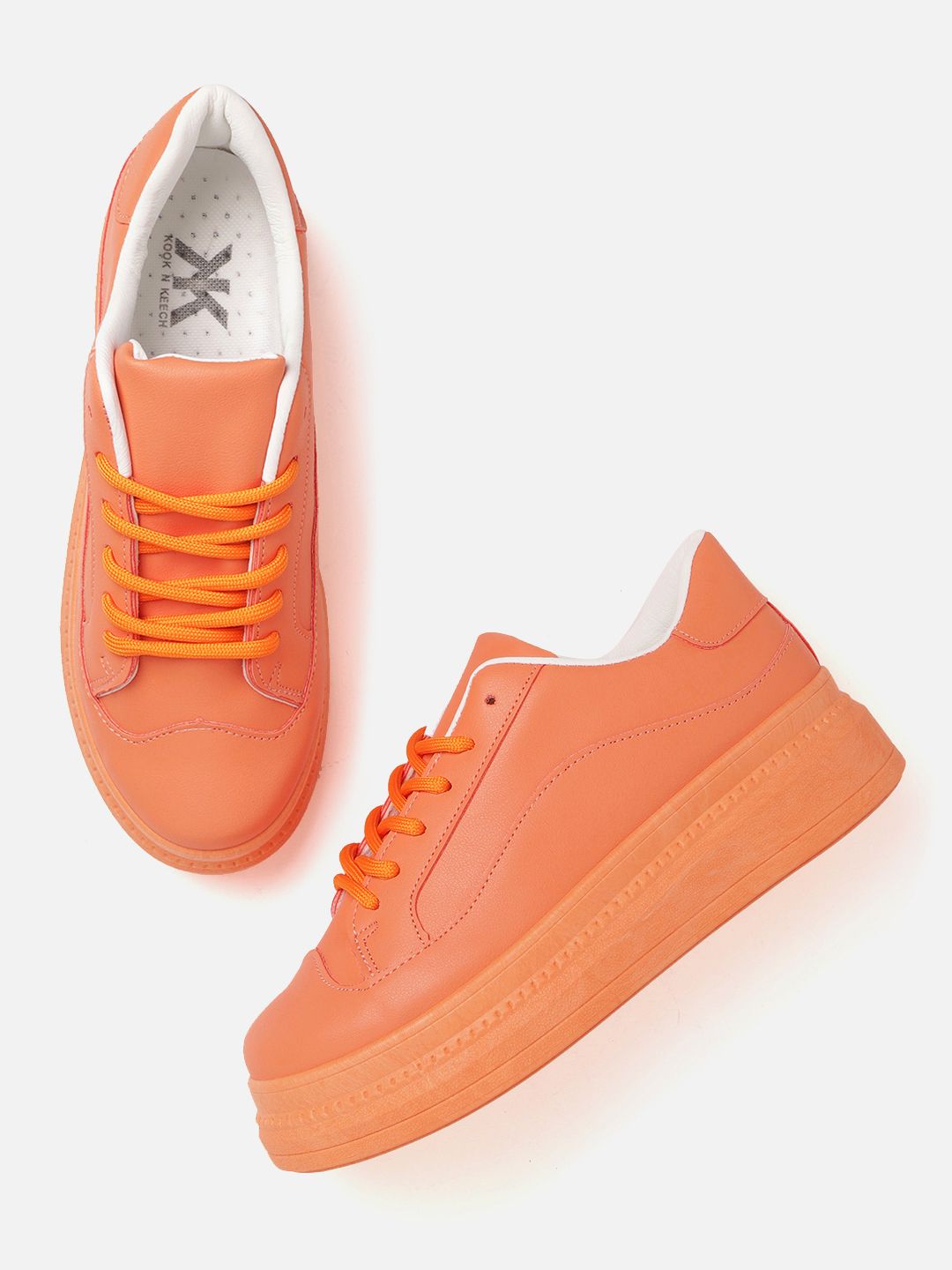 Kook N Keech Women Orange Flatform Sneakers Price in India