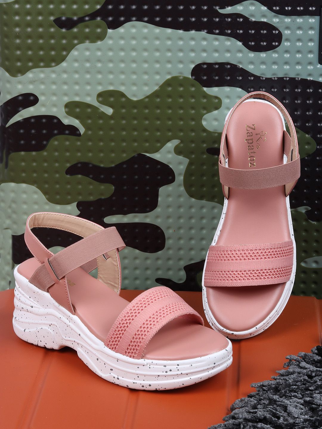 ZAPATOZ Women Pink Woven Design Wedges Price in India