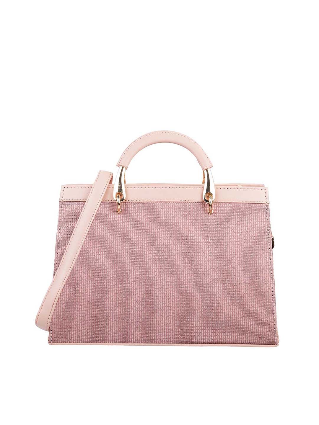 Metro Pink Colourblocked PU Oversized Swagger Handheld Bag Price in India