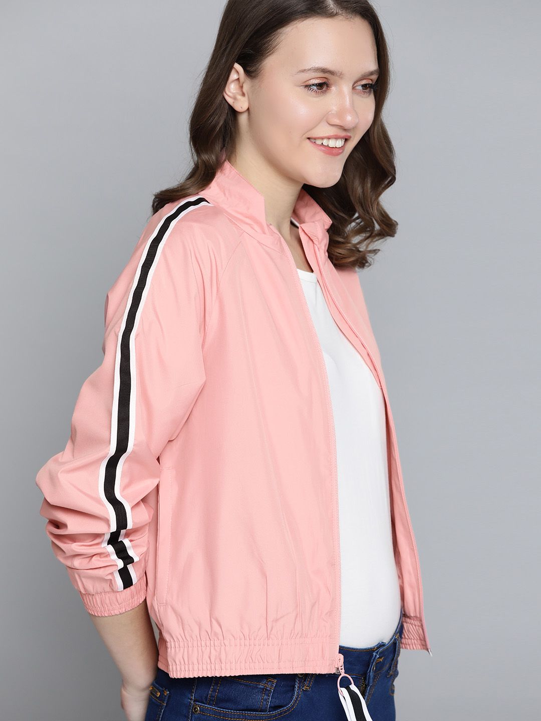 Mast & Harbour Women Pink Bomber Jacket Price in India