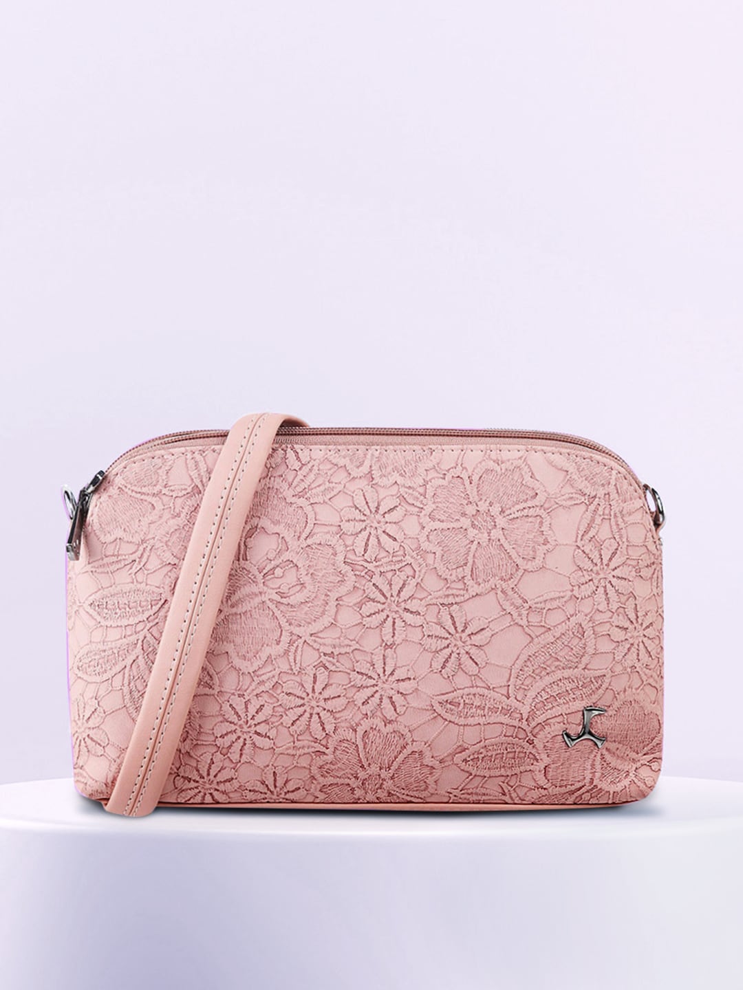 Mochi Pink Printed PU Structured Sling Bag Price in India