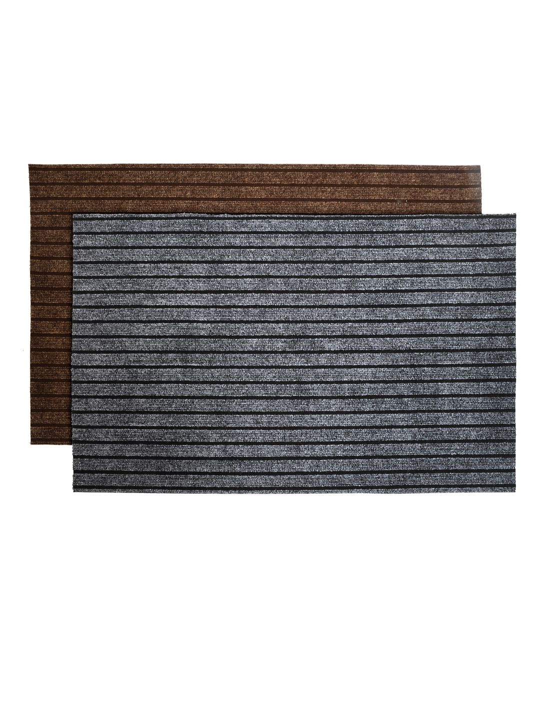 Kuber Industries Set Of 2 Striped Microfibre All Weather Anti-Skid Doormats Price in India