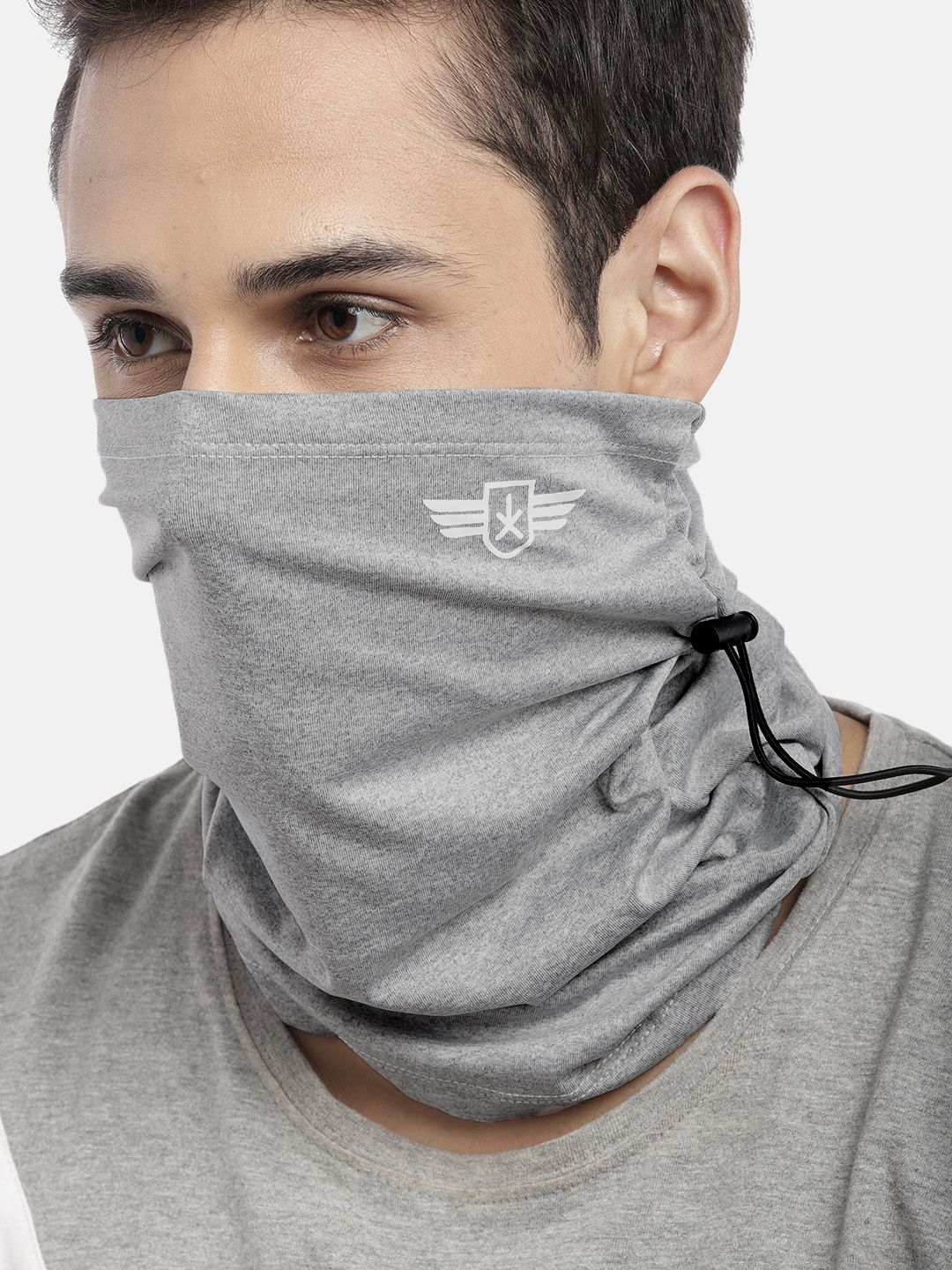 Roadster Unisex Grey  Solid 1-Ply Reusable Outdoor Cloth Scarf Mask Price in India