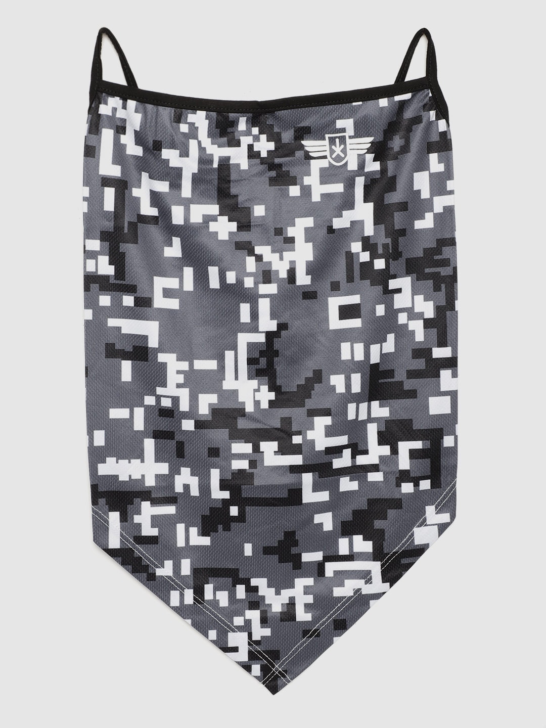 Roadster Unisex Grey & White Geometric Printed 1-Ply Reusable Outdoor Cloth Scarf Mask Price in India