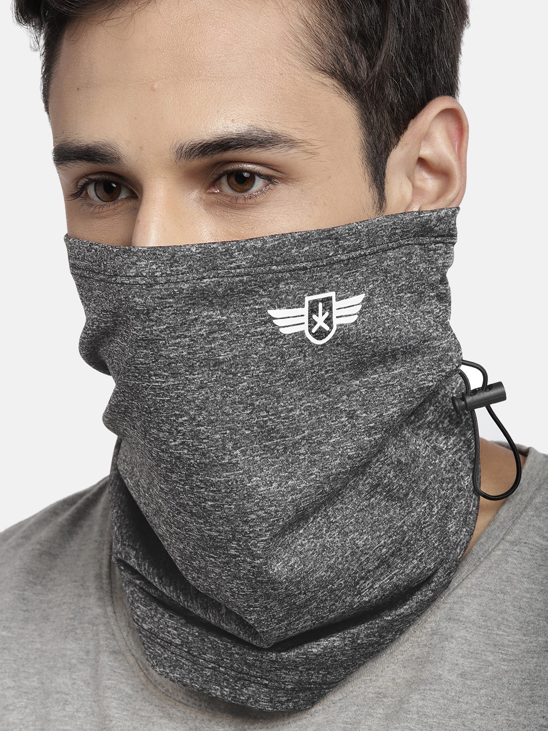 Roadster Unisex Grey  Solid 1-Ply Reusable Outdoor Cloth Scarf Mask Price in India
