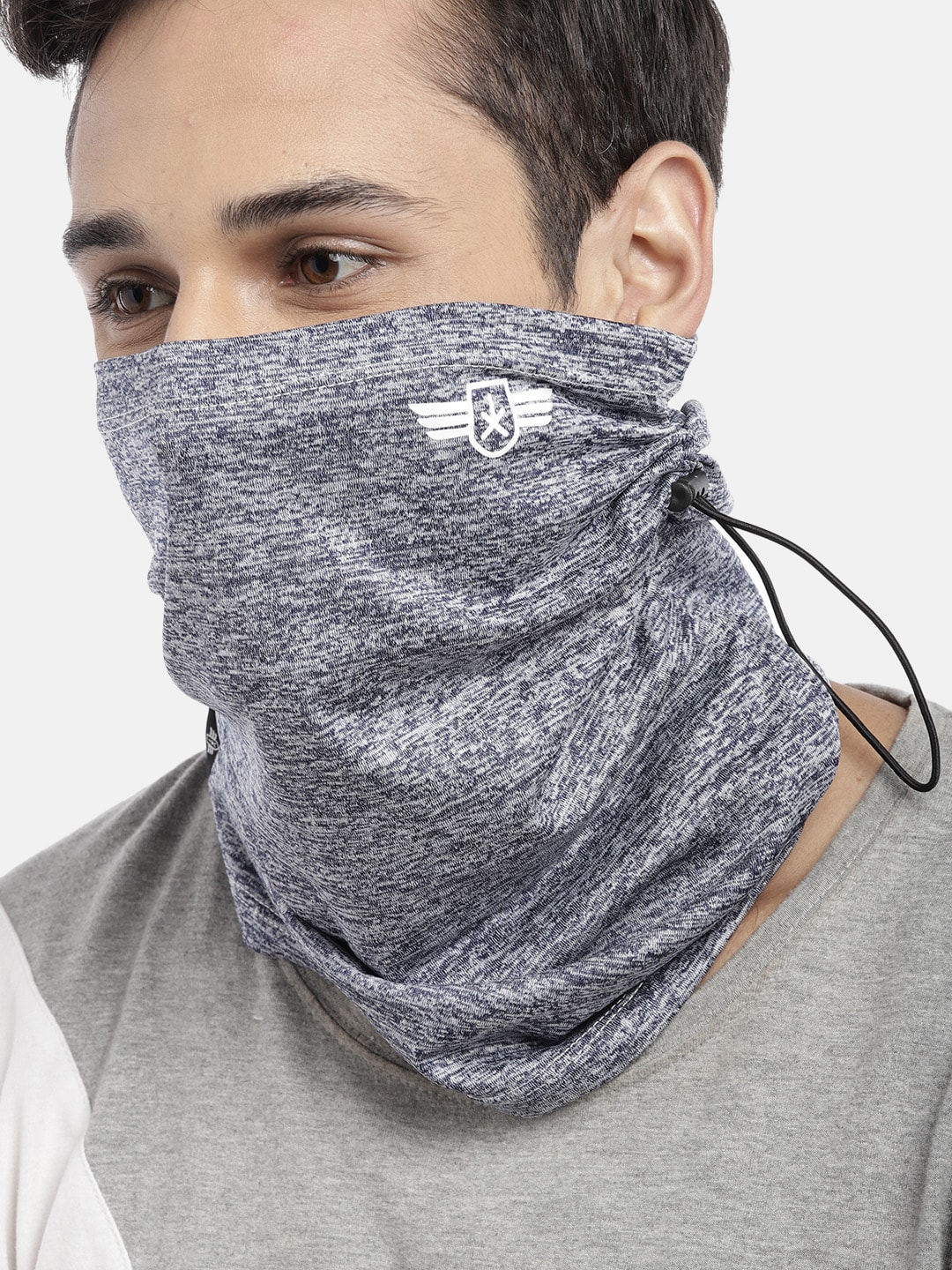 Roadster Unisex Navy & Grey Solid 1-Ply Reusable Outdoor Cloth Scarf Mask Price in India