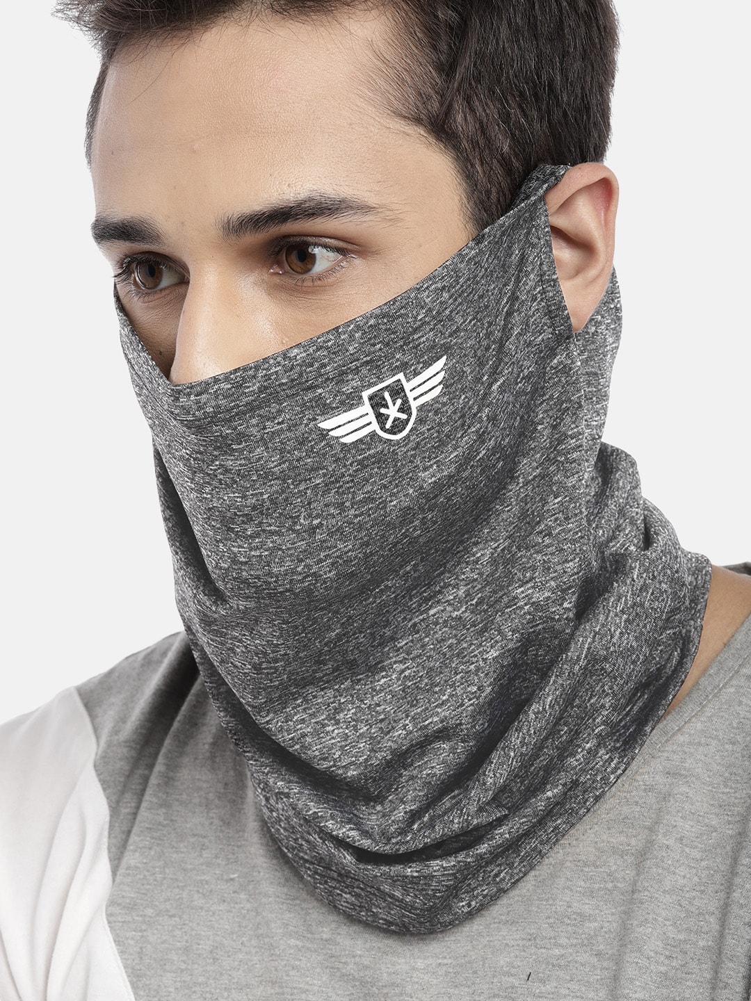 Roadster Unisex Grey Solid 1-Ply Reusable Outdoor Cloth Scarf Mask Price in India