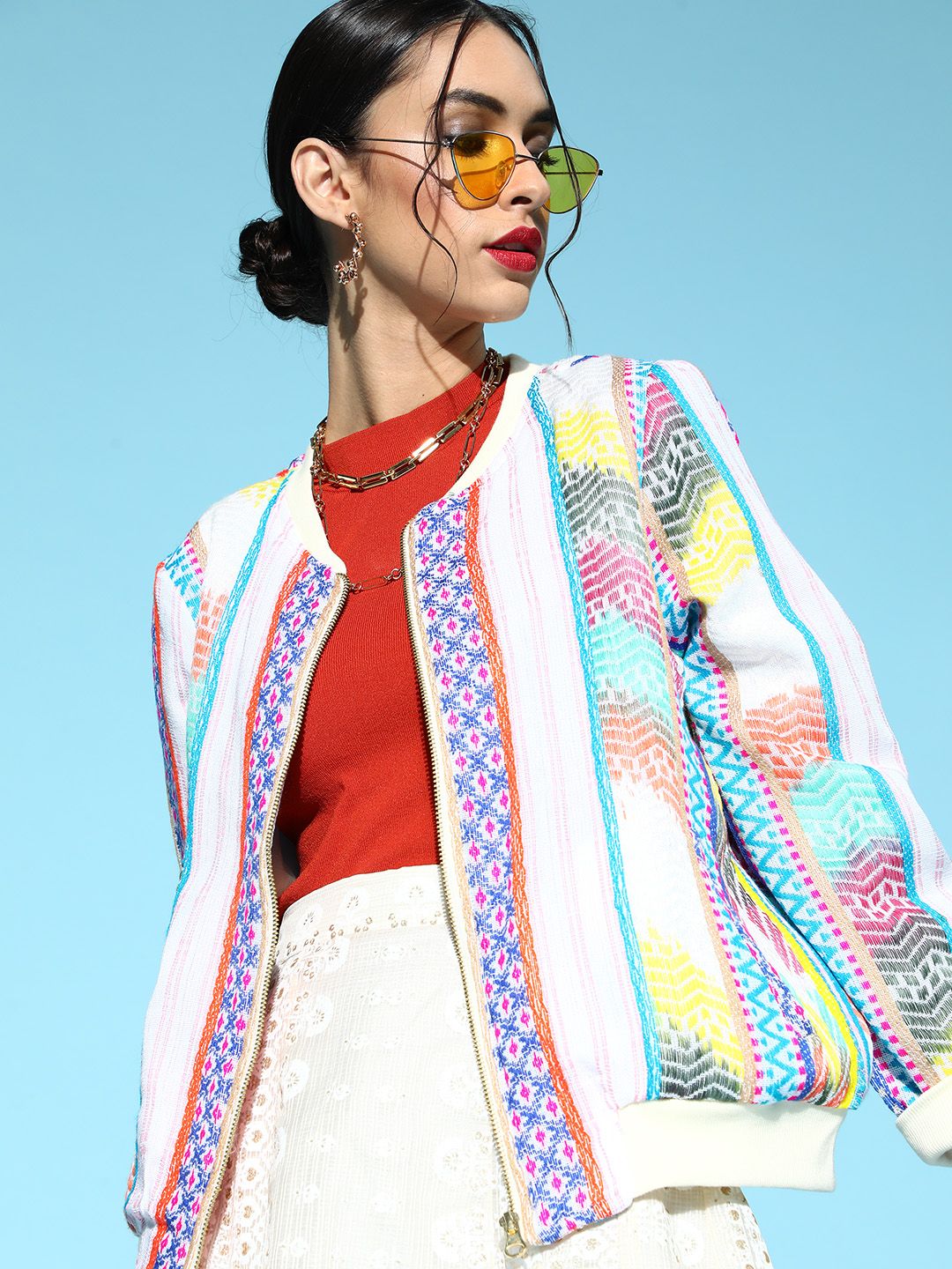 Sangria Women Multi-Coloured Self Design Fusion Jacket Price in India