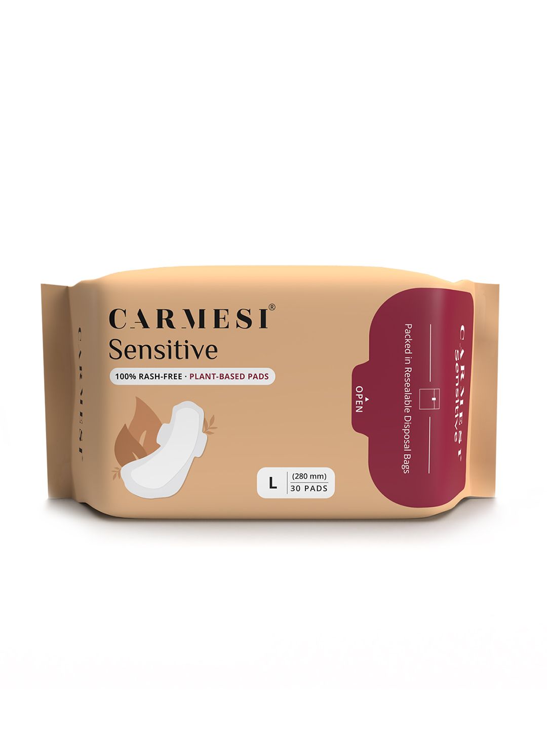 CARMESI CARMESI SENCITIVE Sanitary Pad Rash Free Naturally Soft Plant Based Top Sheet 30 L PAD