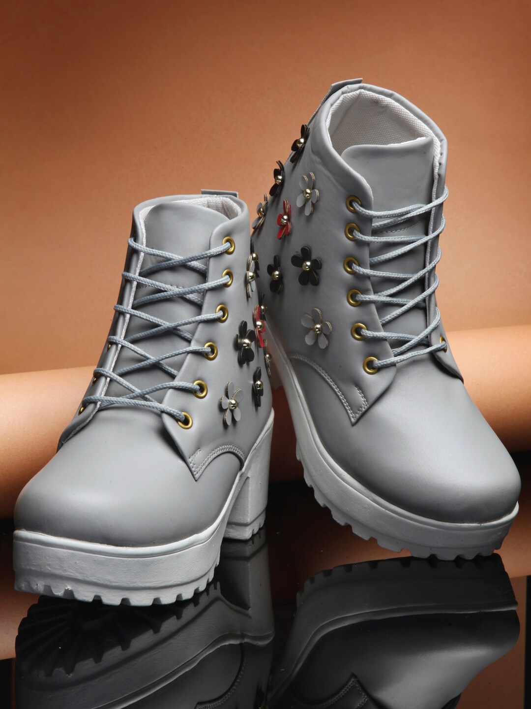 DEAS Grey Block Heeled Boots Price in India