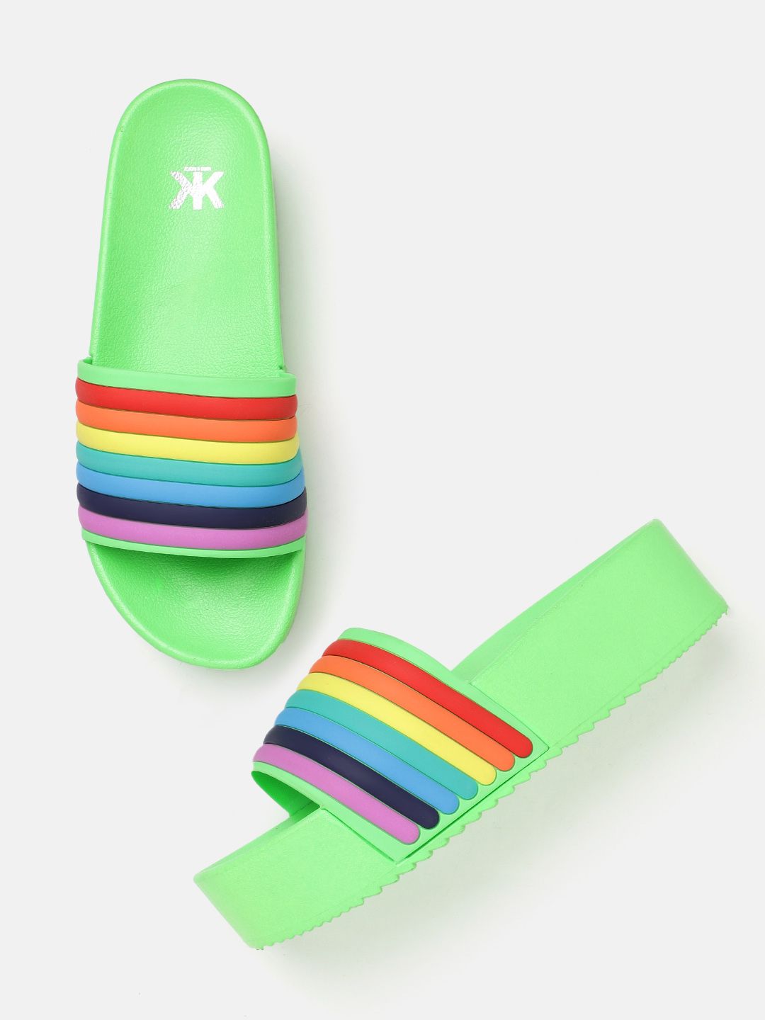 Kook N Keech Multicoloured Striped Flip Flops Price in India