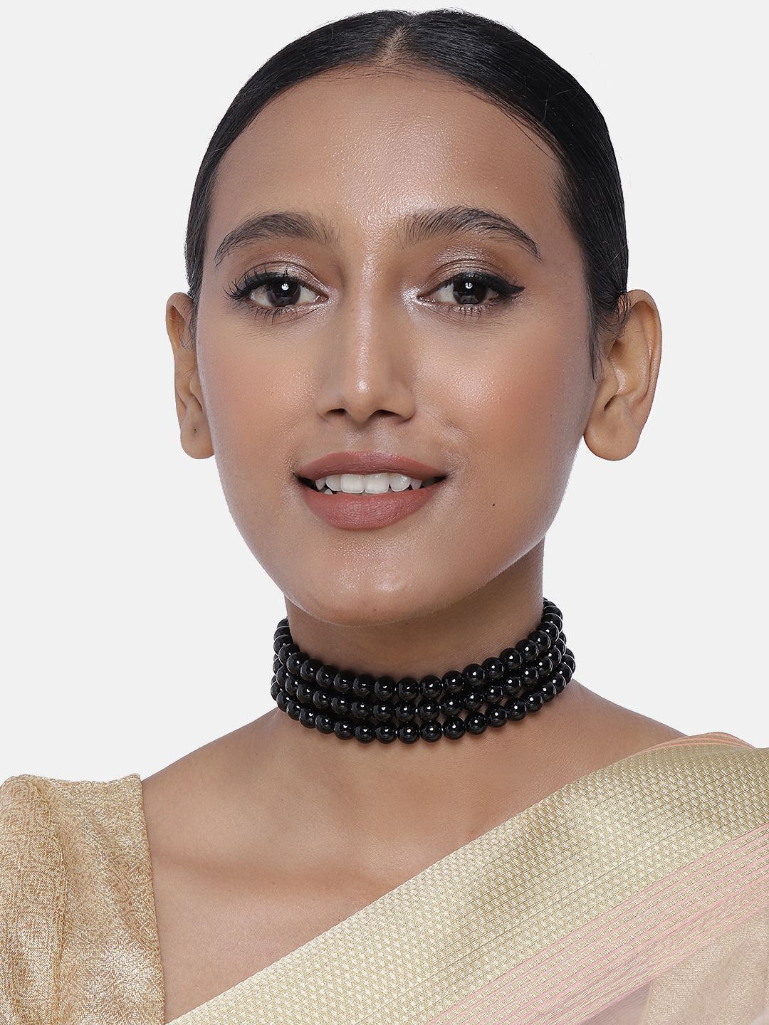 I Jewels Black Gold-Plated Handcrafted 3 Layer Choker Necklace Price in India