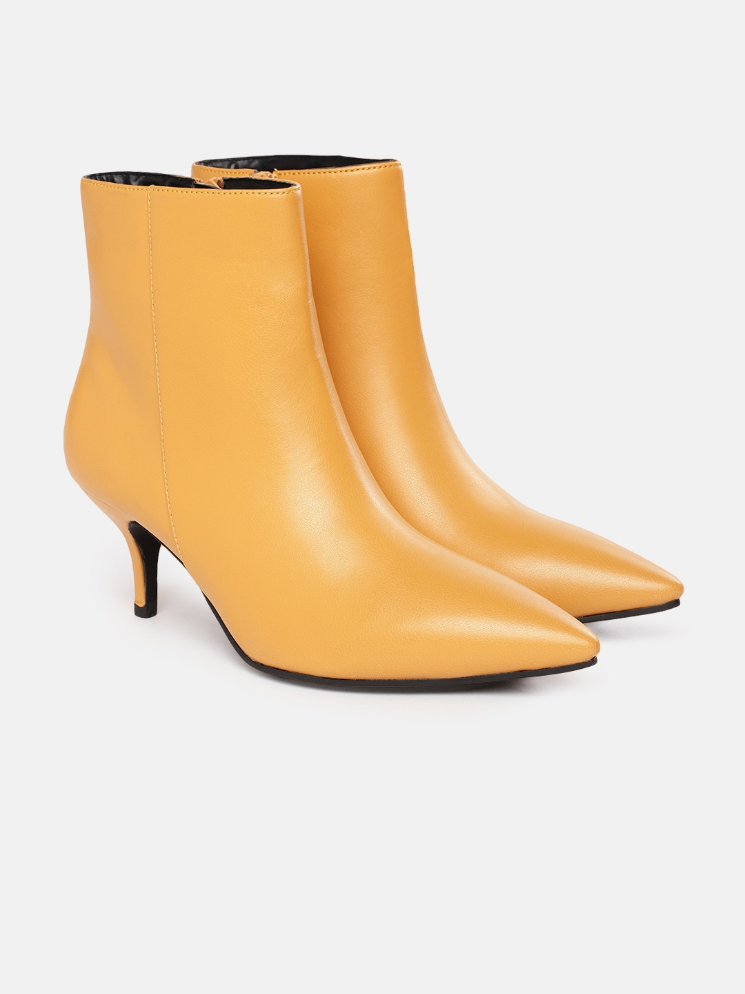 CORSICA Mustard Yellow Solid Heeled Boots Price in India