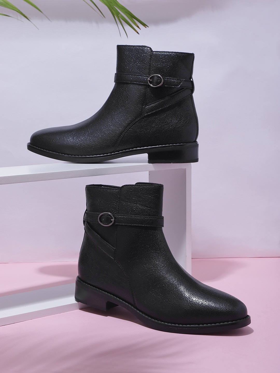 DressBerry Women Black Flat Boots Price in India