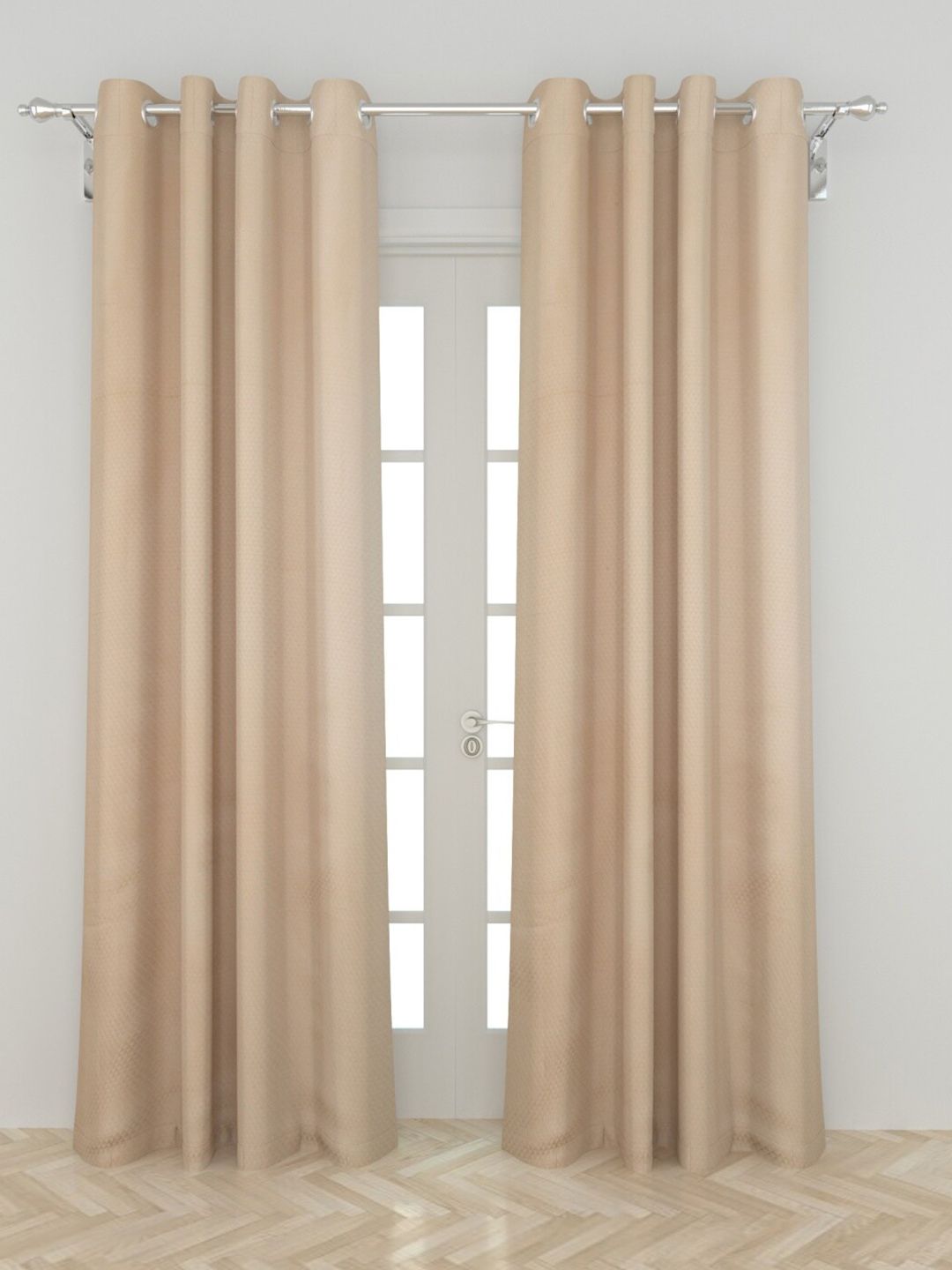 Home Centre Set Of 2 Beige & Off White Embroidered Black Out Door Curtain Price in India