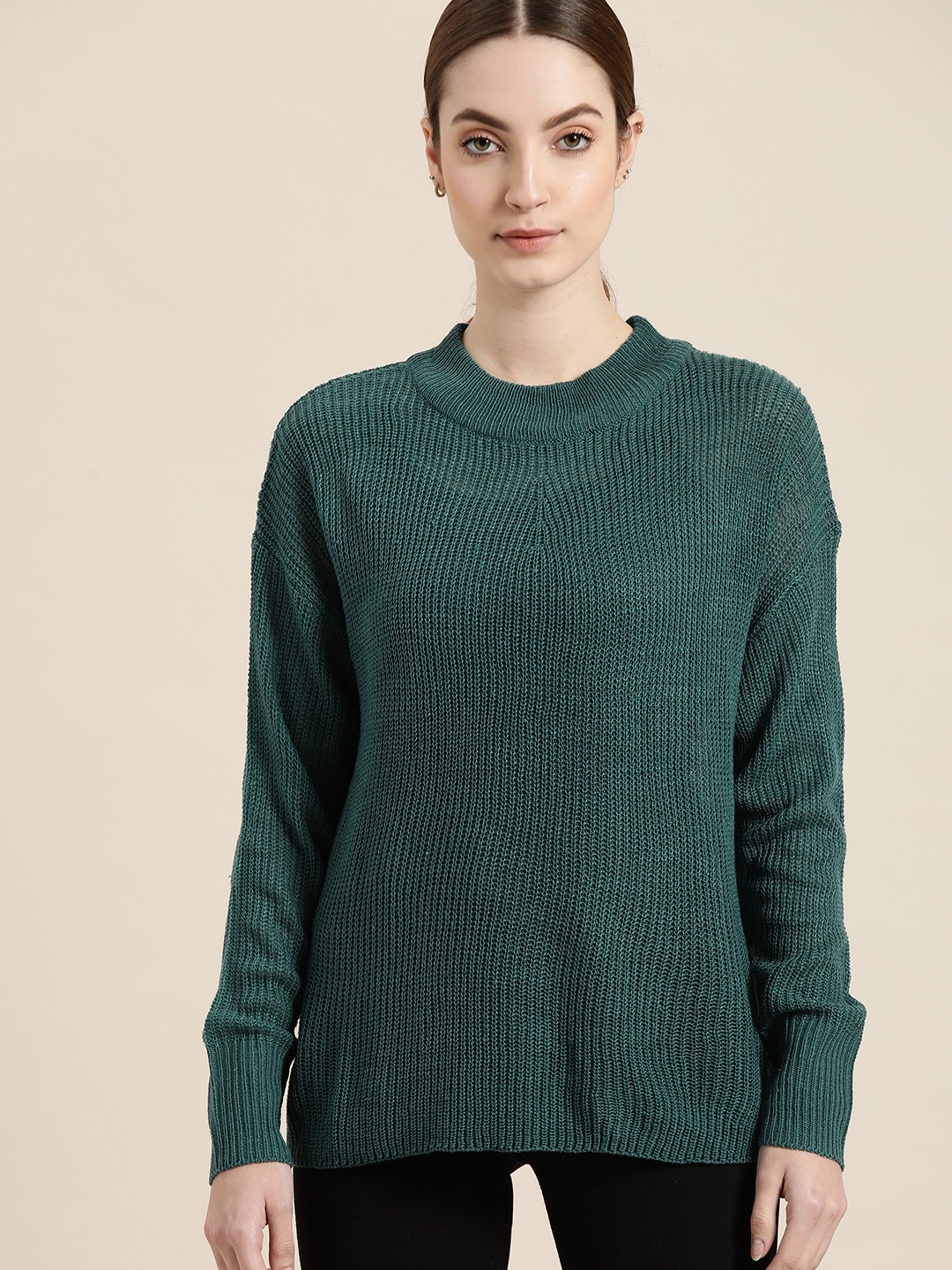 ether Women Green Solid Pullover Price in India