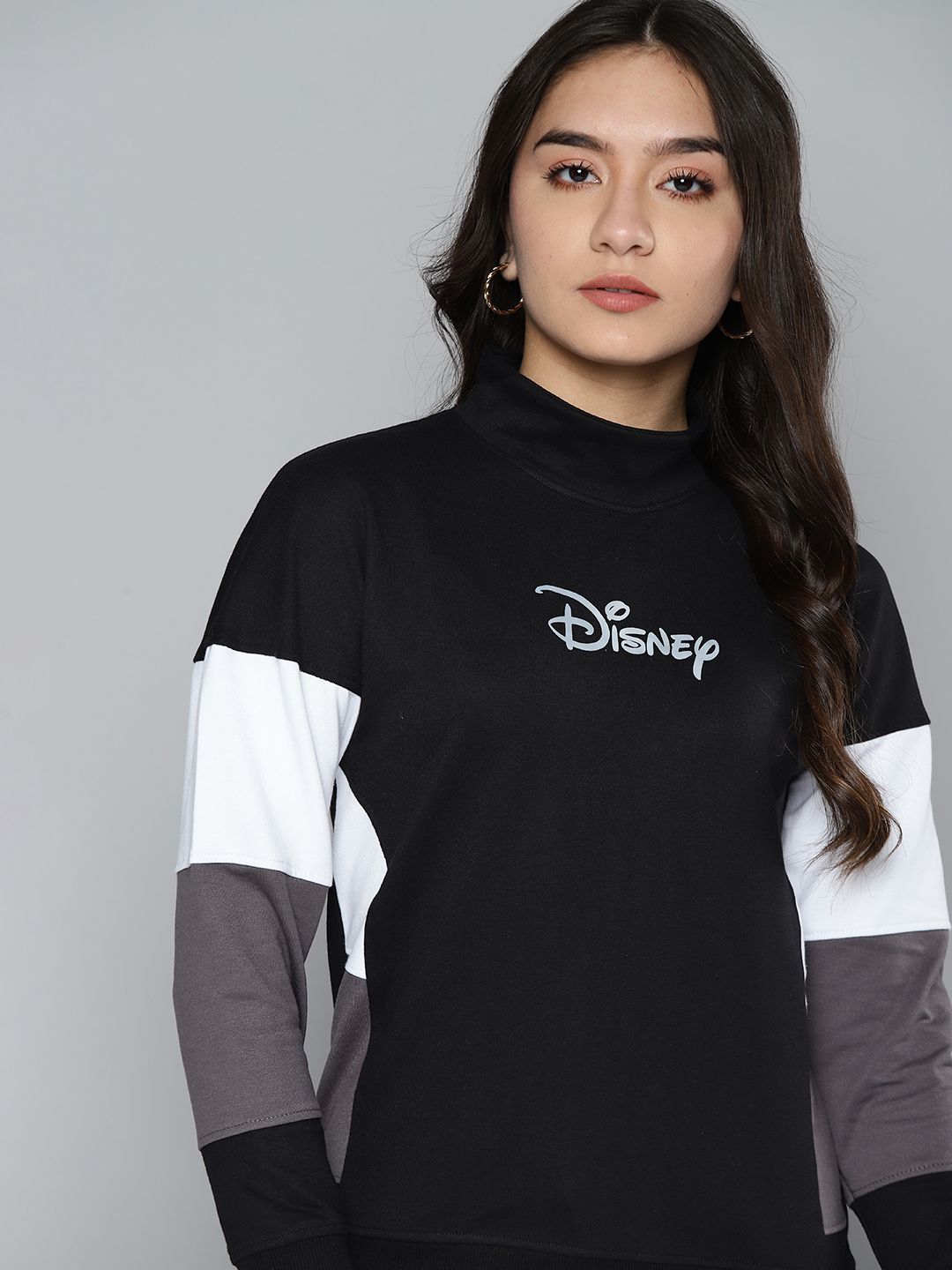 Kook N Keech Disney Women Black & White Printed Sweatshirt Price in India