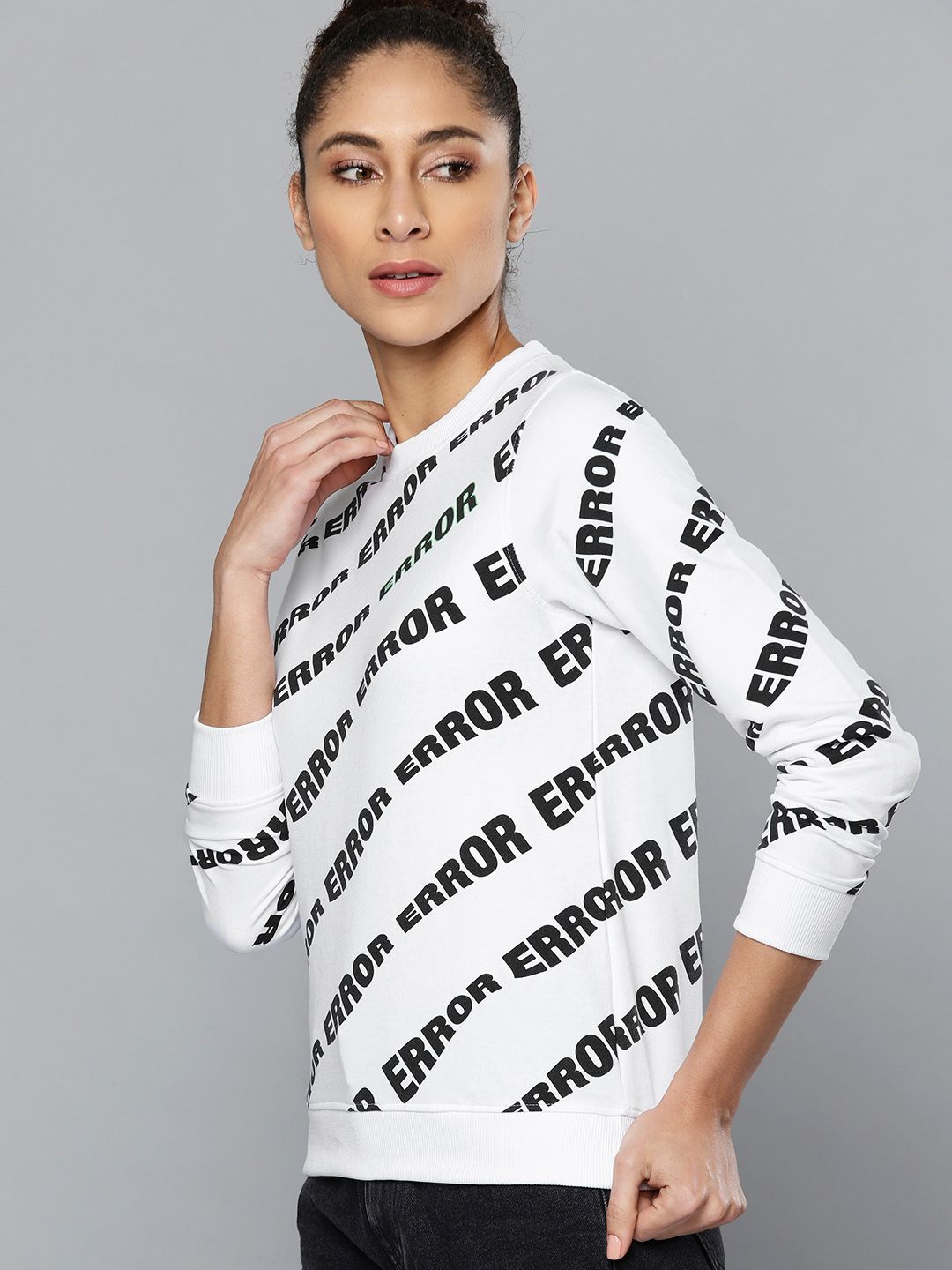Kook N Keech Women White & Black Typographic Print Sweatshirt Price in India