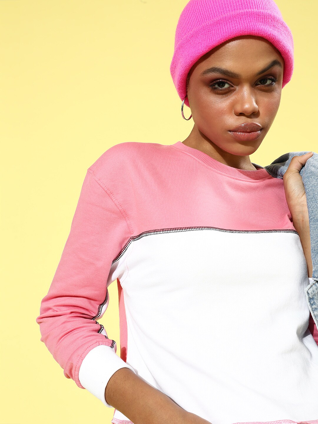 Kook N Keech Women Pink Colourblocked Sweatshirt Price in India