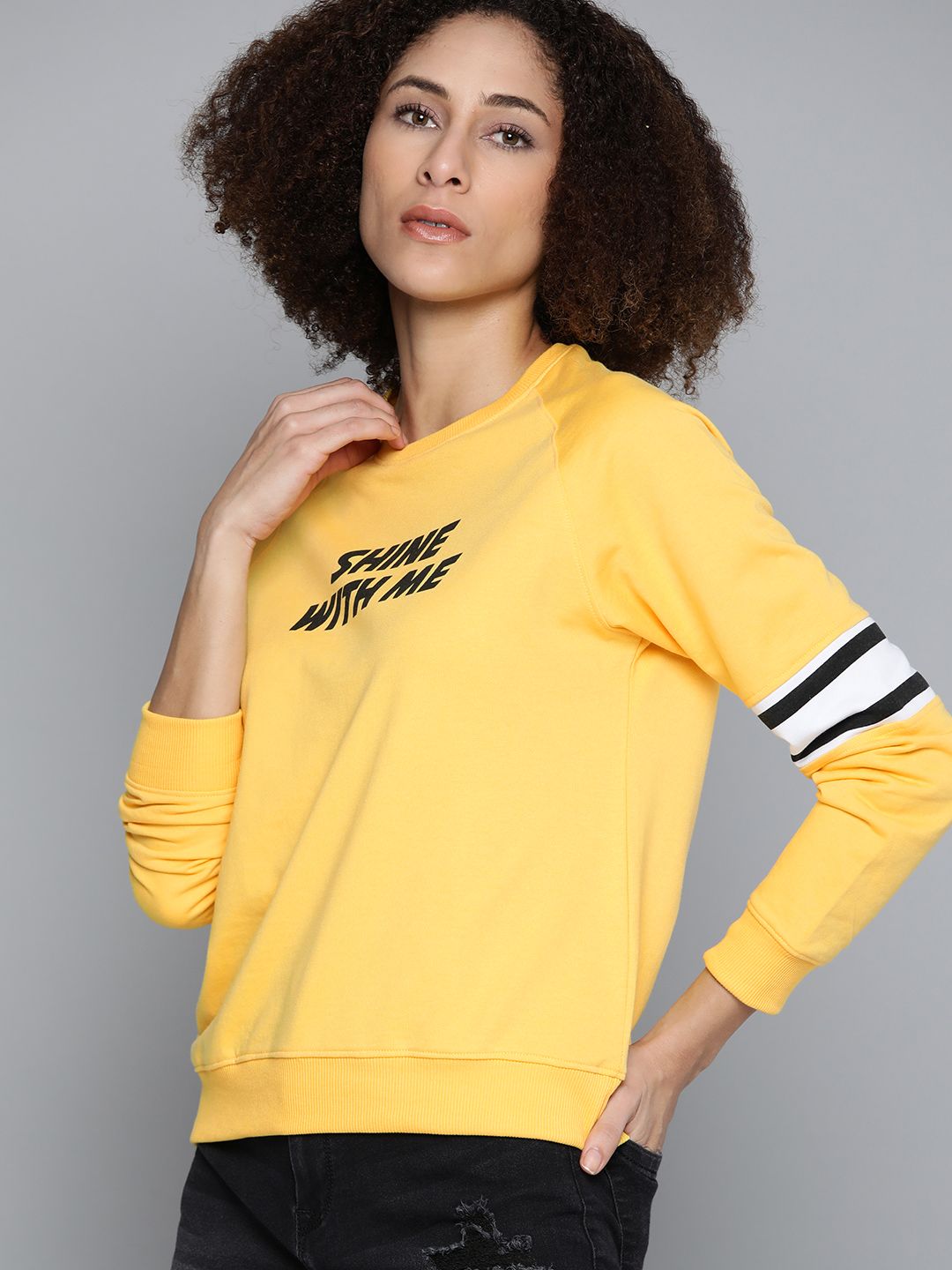 Kook N Keech Women Yellow Printed Sweatshirt Price in India