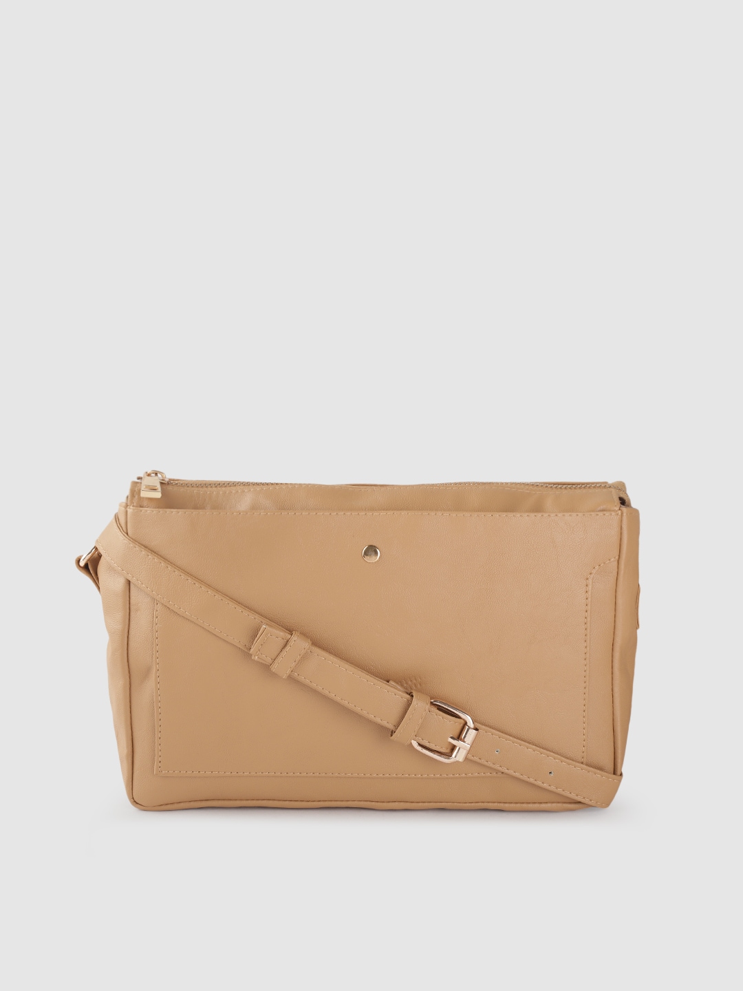 Mast & Harbour Beige Solid Structured Sling Bag Price in India