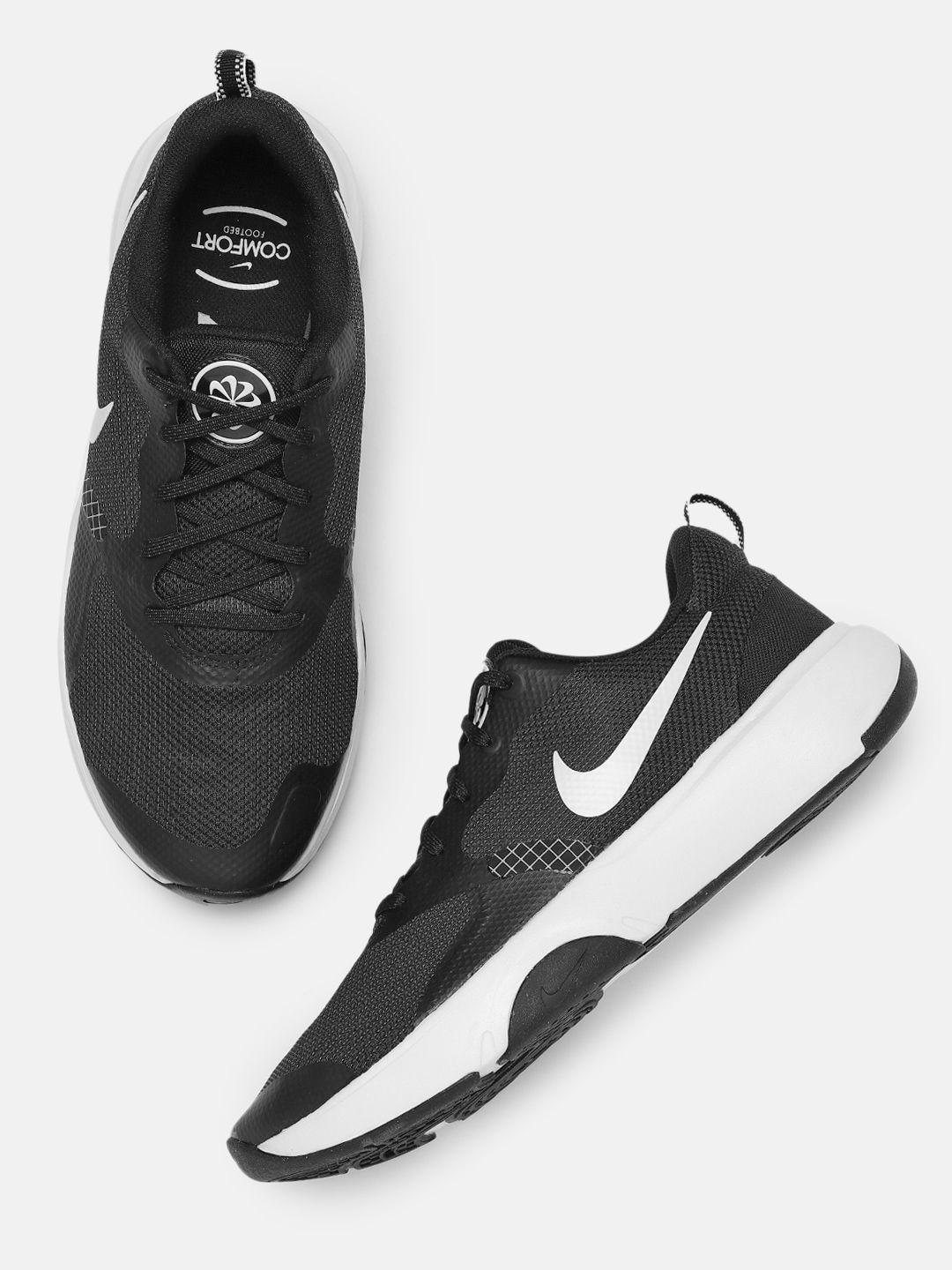 Nike Men Black & White Solid City Rep Training Shoes