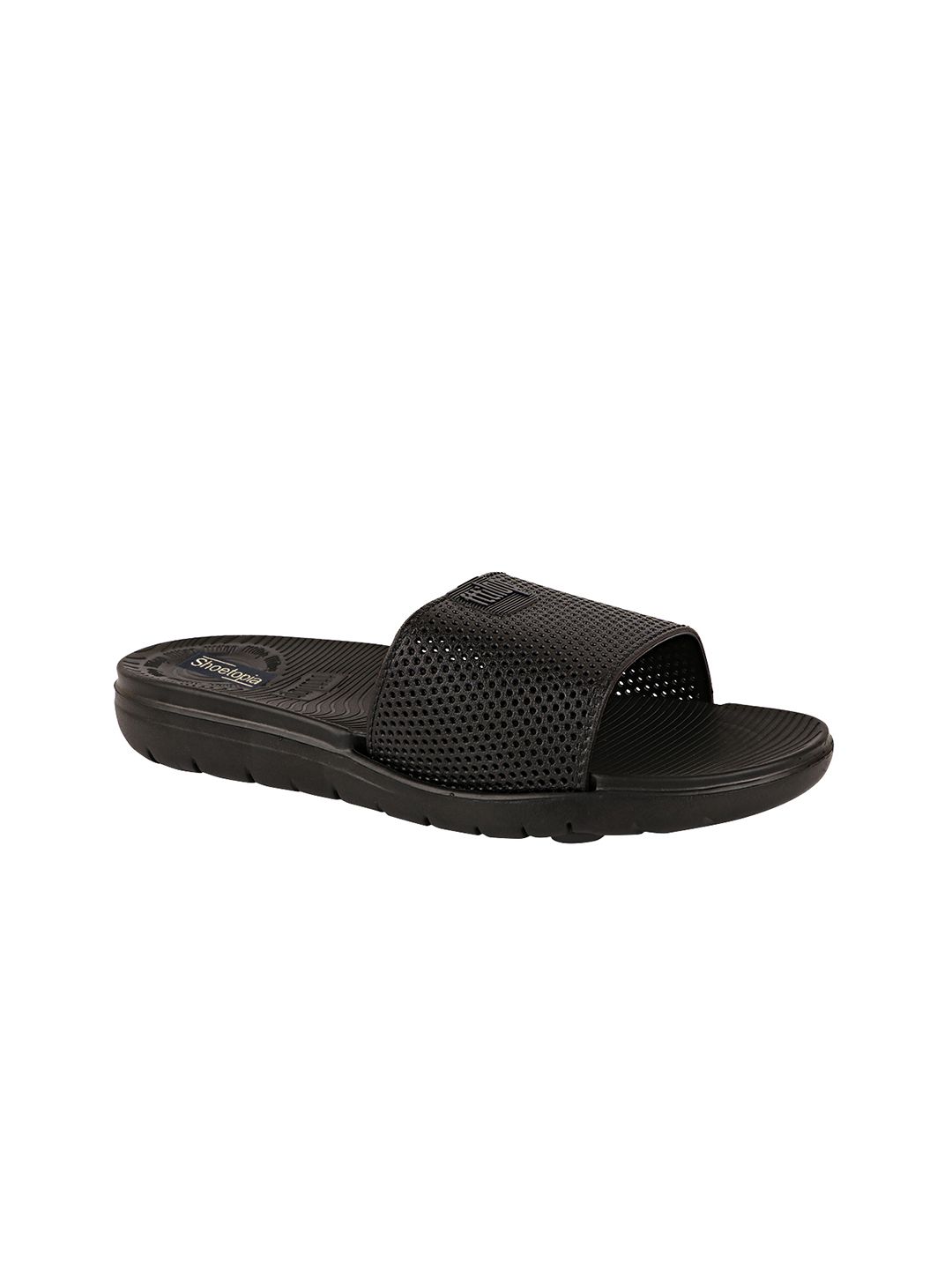 Shoetopia Women Black Solid Sliders Price in India