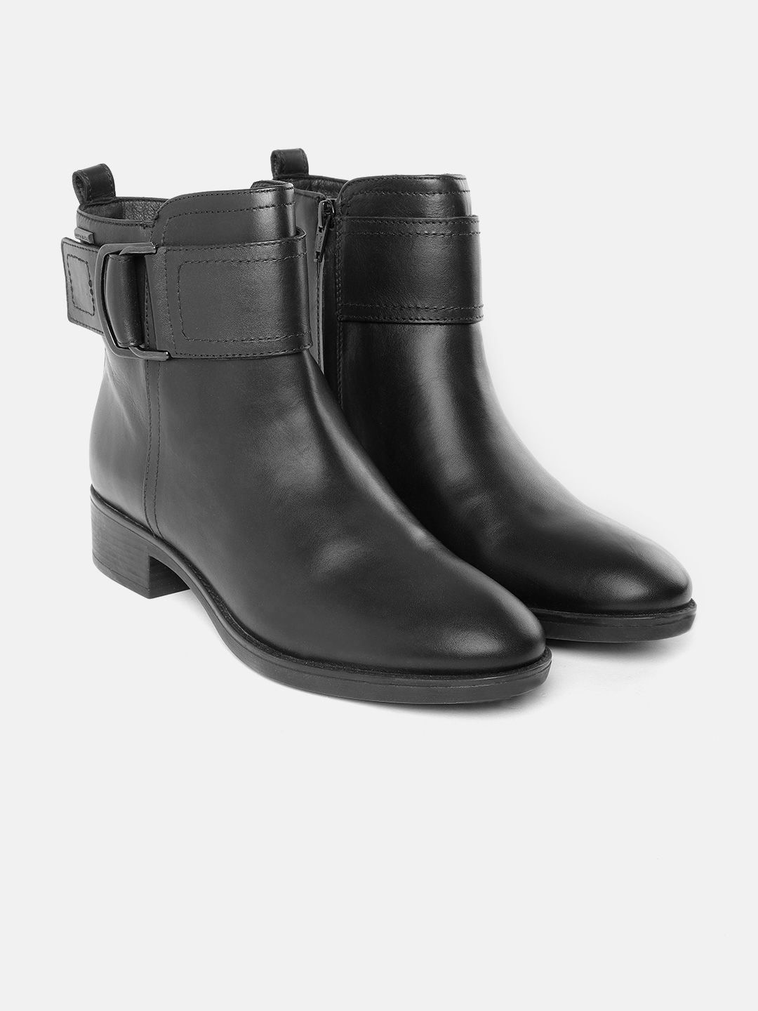 Geox Women Black Leather Heeled Boots Price in India