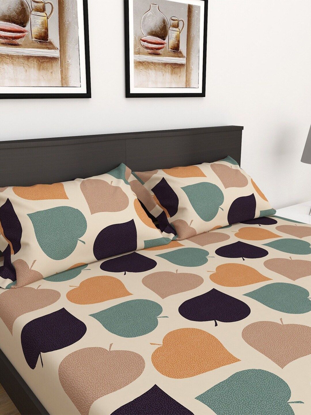 Home Centre 150 TC Corsica Elegant Printed Set of 3-Piece Microfiber Double Bedsheet Set Price in India