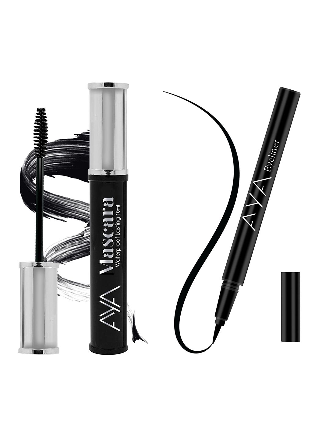 AYA Pack Of Black Waterproof Long Lasting Pen Eyeliner 2ml & Lasting Mascara 10 ml Price in India